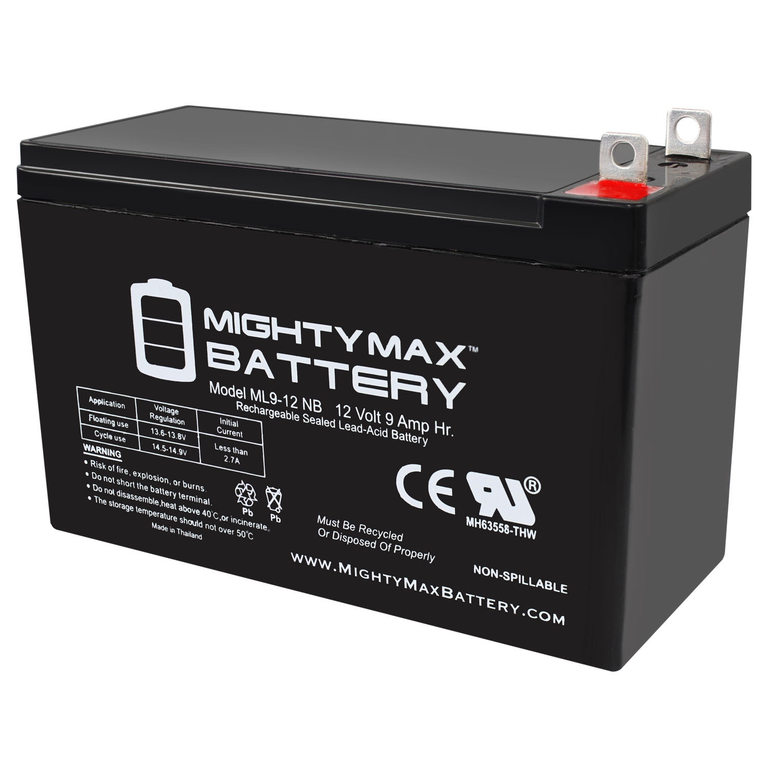 12V 9AH Battery Replacement for Generac GP7500E Rechargeable Sealed Lead Acid 1290 Backup Power Batteries | - Mighty Max Battery ML9-12NB11