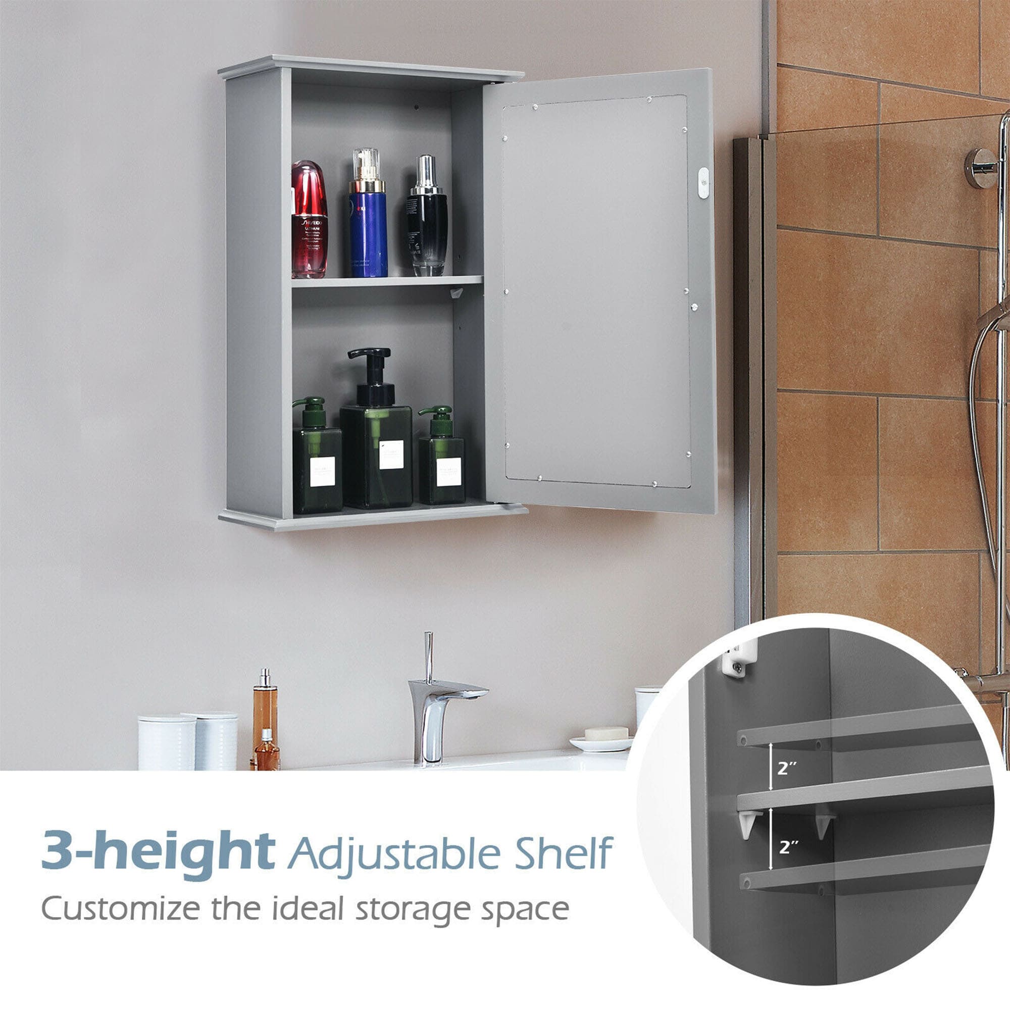 WELLFOR OUJ65846GR Bathroom-Medicine-Cabinets - View #5