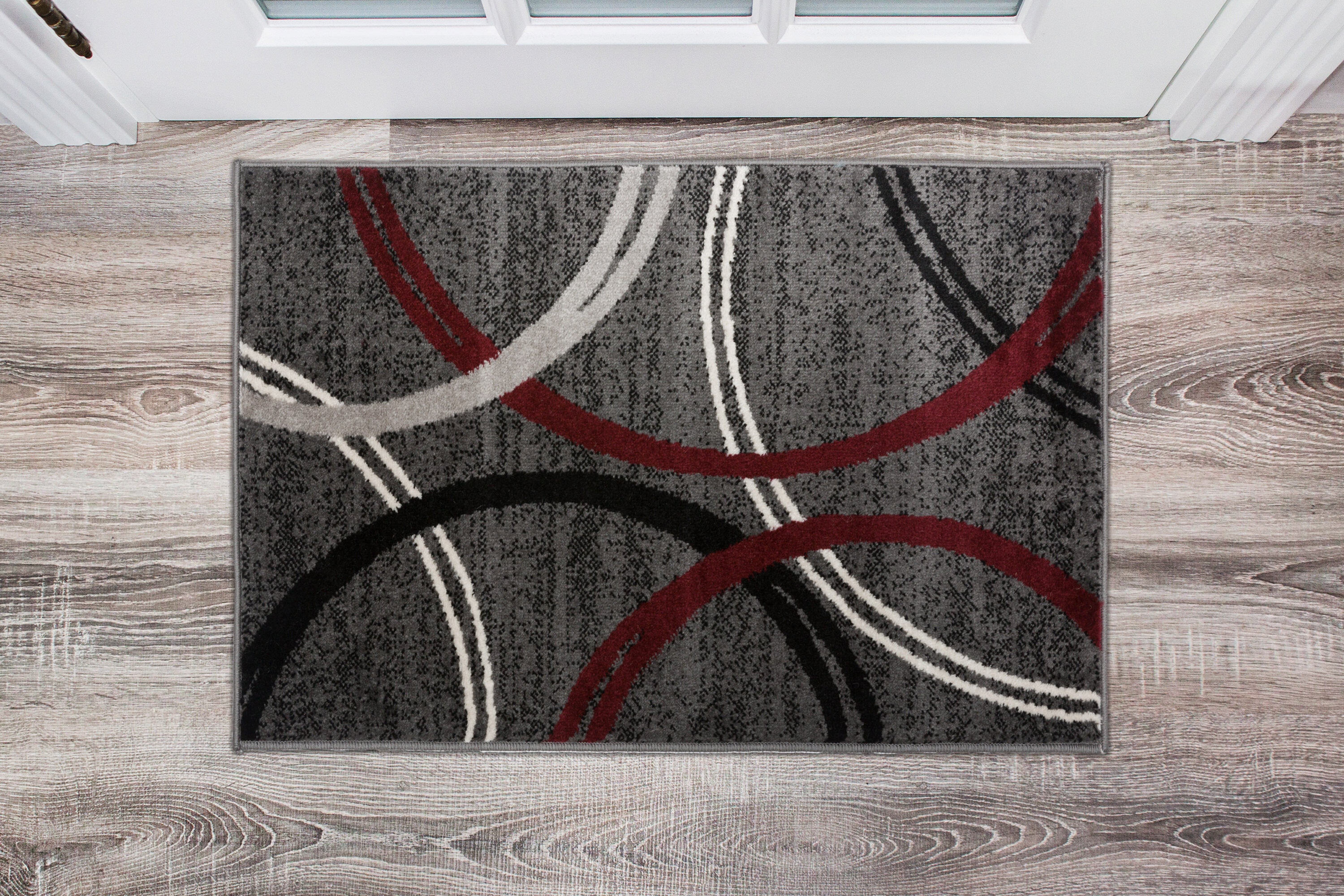 World Rug Gallery 377RED2X3 Princeton 2 x 3 (ft) Loomed Polypropylene Red Rectangular Indoor Abstract Mid-Century Modern Area rug