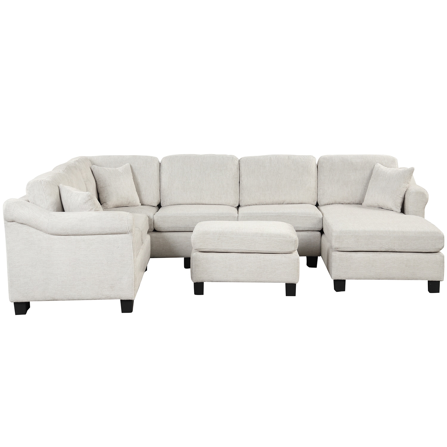 Bybafun YA3700206 Modern Velvet White Living Room Set