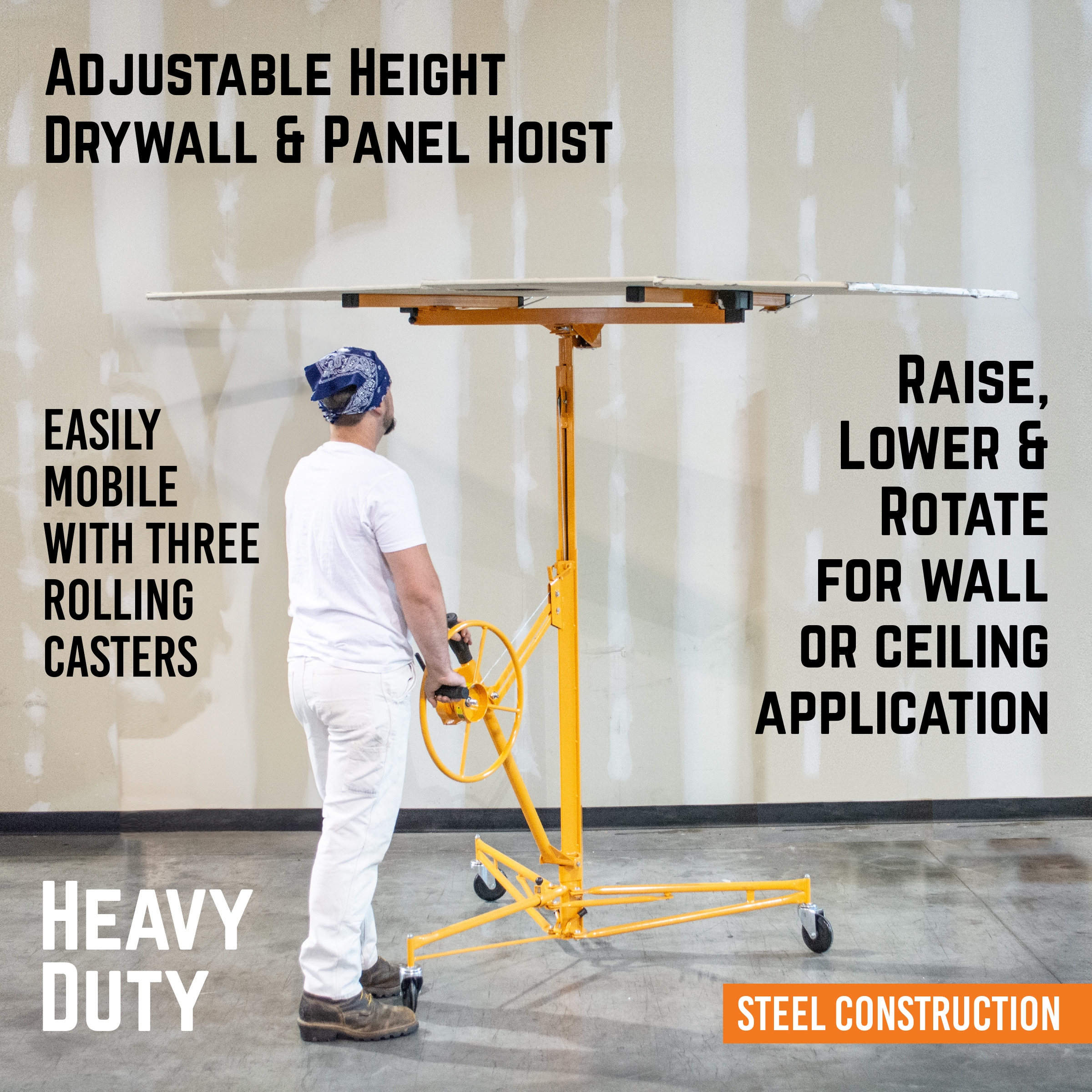 Kahomvis 11 ft. Professional Drywall Panel Hoist, 150 lbs. Load Capacity