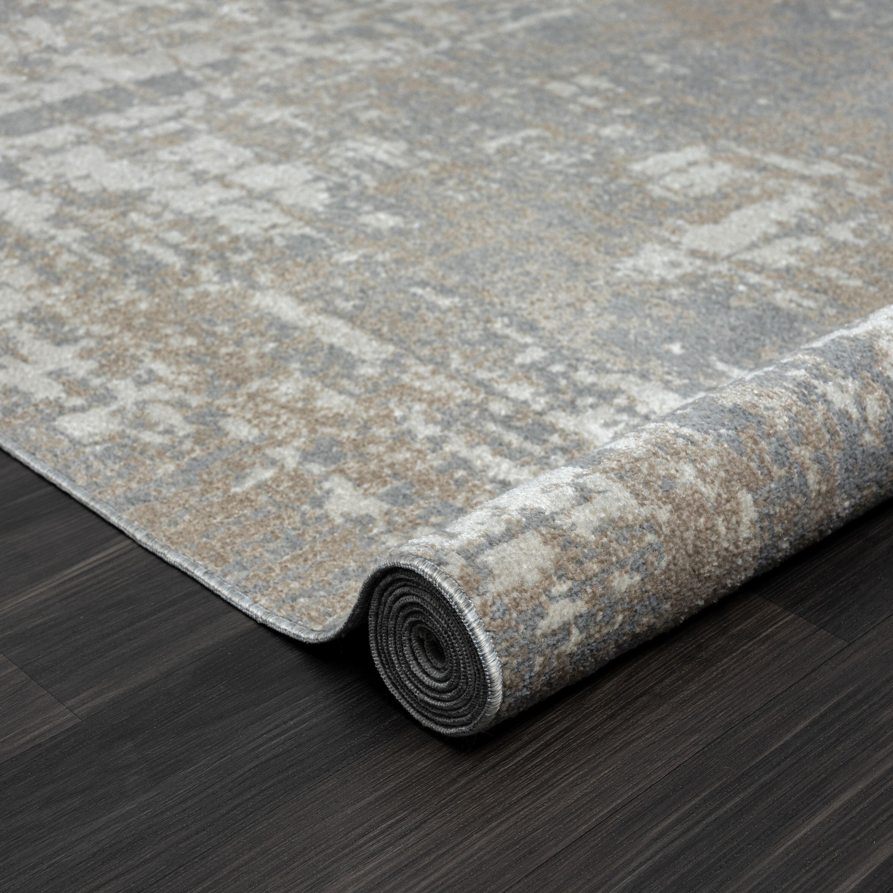 Lellani Gray Abstract Washable 5' x 7' Area Rug