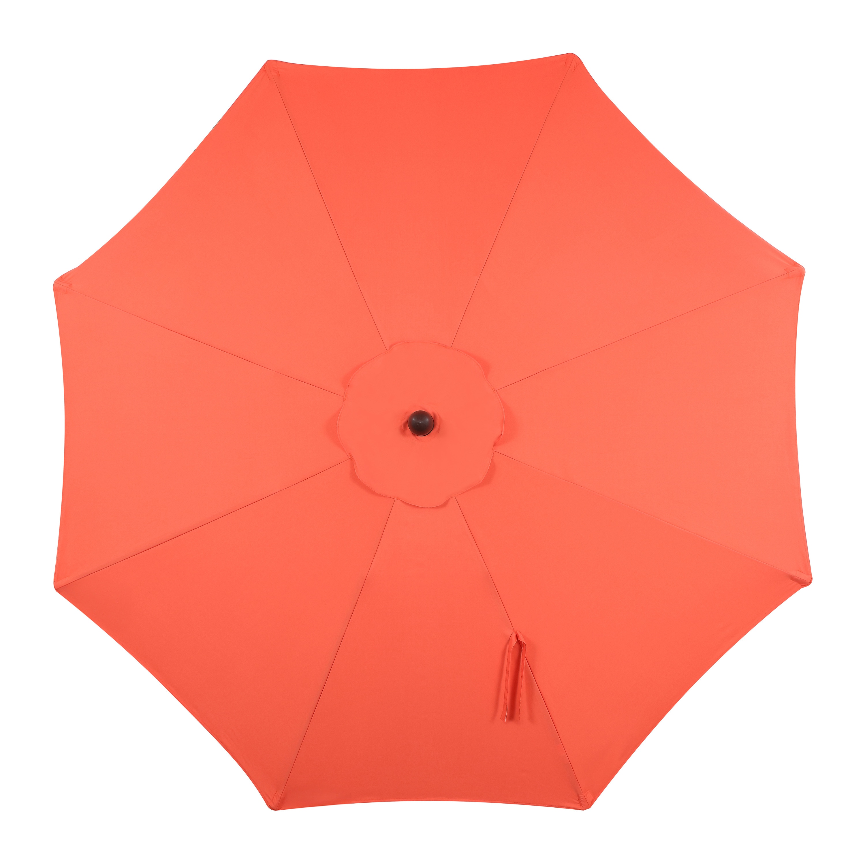 Coral Red 9 ft. Scalloped Fringe Patio Umbrella with Auto-Tilt