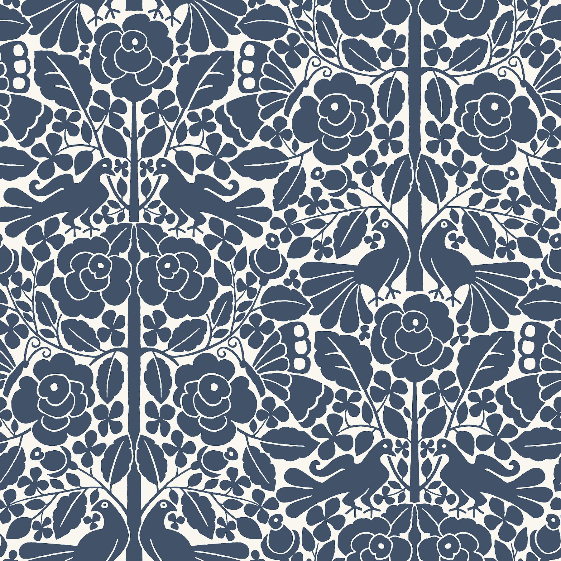 Magnolia Home MK1166 56-sq ft Navy Blue Paper Animals Prepasted Soak and Hang Wallpaper