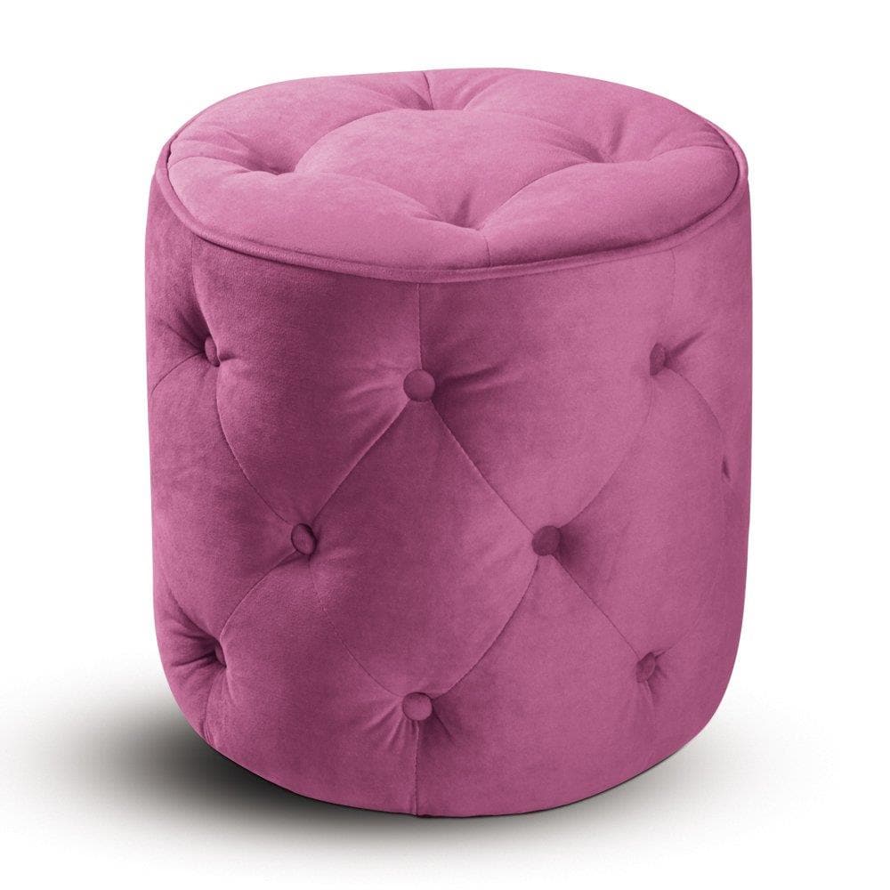 OSP Home Furnishings Avenue Six Casual Pink Velvet Round Ottoman