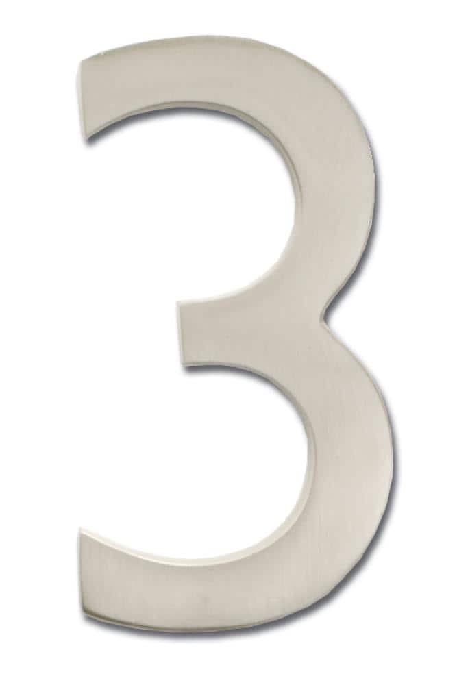 Architectural Mailboxes 3582SN-3 4-in Satin Nickel Number 3