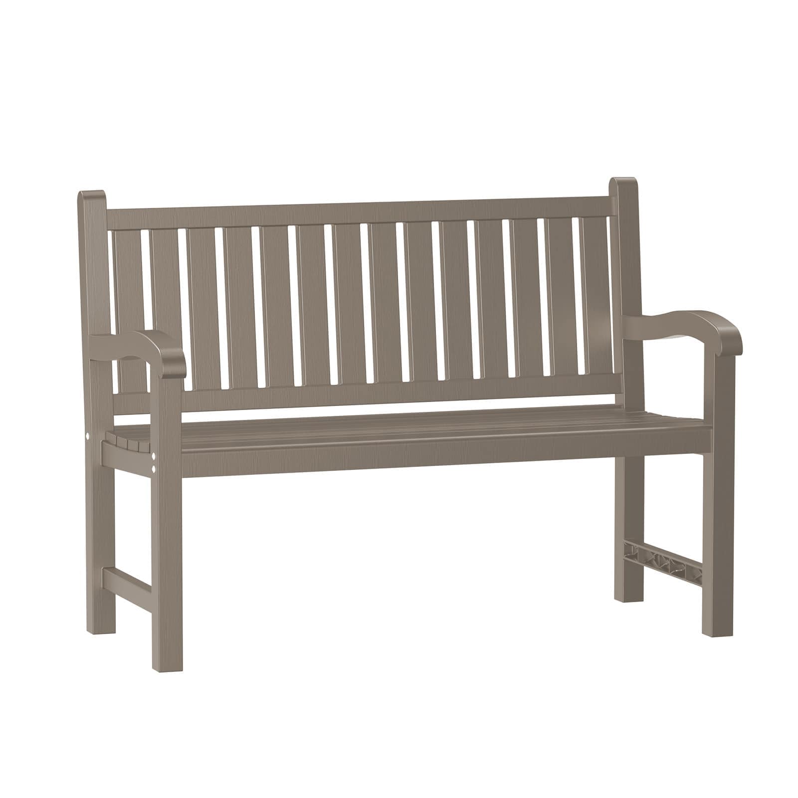 MooxvMoo - 47.87 Inch Weather Resistant Brown Bench Polypropylene Wood Finish Seats Two 500 lb Ca...