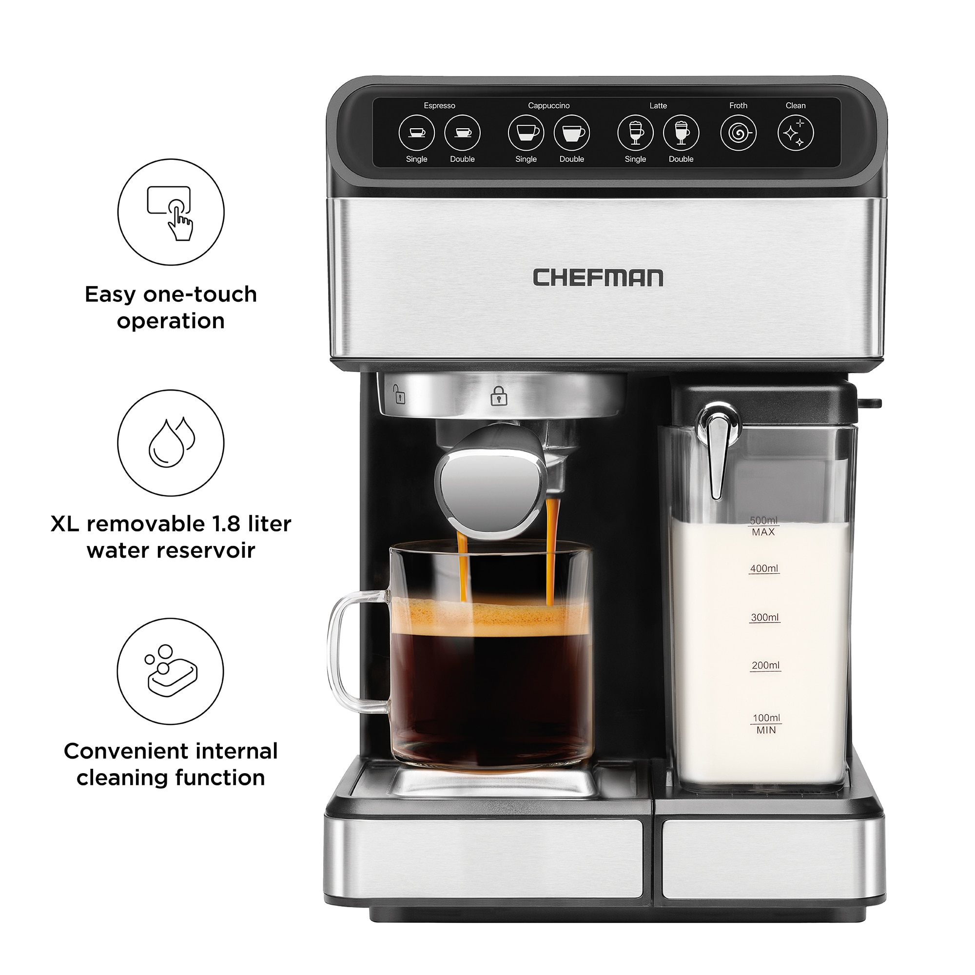 Wirsh Espresso Machine, 20 Bar Espresso Maker with Plastic Free Portafitler and Steamer for Latte and Cappuccino,Expresso Coffee Machine with Pressure