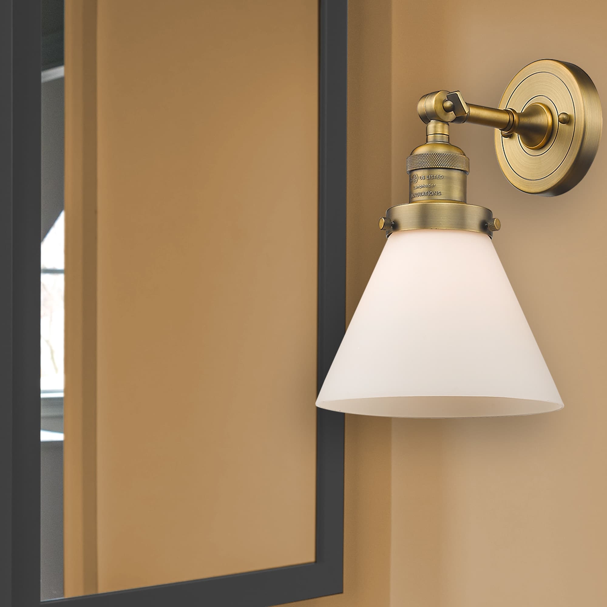 Innovations Lighting 203-BB-G41 Cone 8-in W 1 -Light Brushed Brass Industrial Wall Sconce