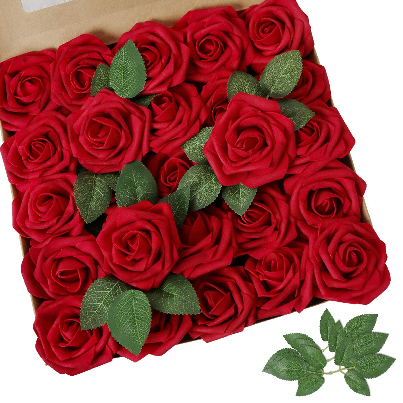 AOIZGMY 50 Pcs Artificial Red Roses With Stems Realistic Foam Flowers aoizgmy-50-pcs-artificial-red-roses-with-stems-realistic-foam-flowers