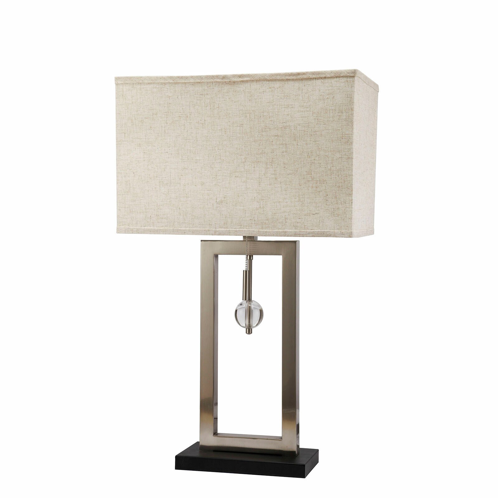 Benzara BM209040 10-in Silver, Black LED Table Lamp with Fabric Shade