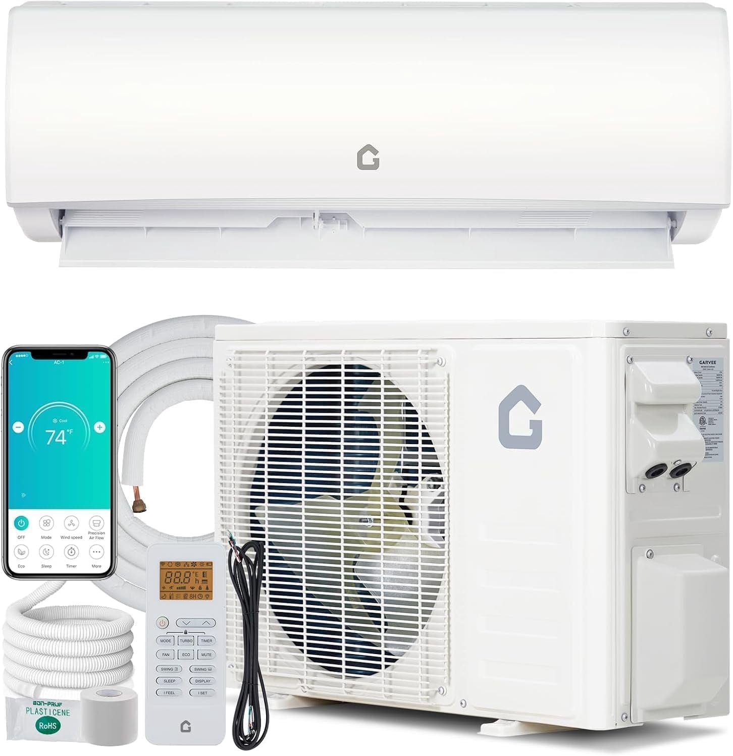 GAOMON 11500 BTU Mini Split AC/Heating System 230V WiFi Enabled Energy Efficient Wall-Mounted AC Cools 550 Sq Ft Heat Pump Installation Kits Included #LSPPJOK-TBNMYP964I