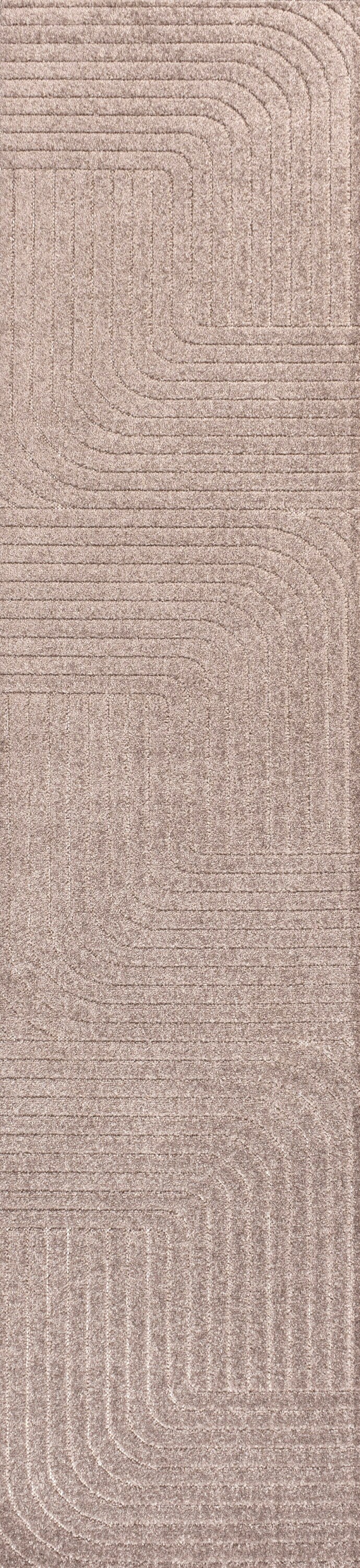 Light Taupe 2 x 8 Reversible Synthetic Stripe Runner Rug