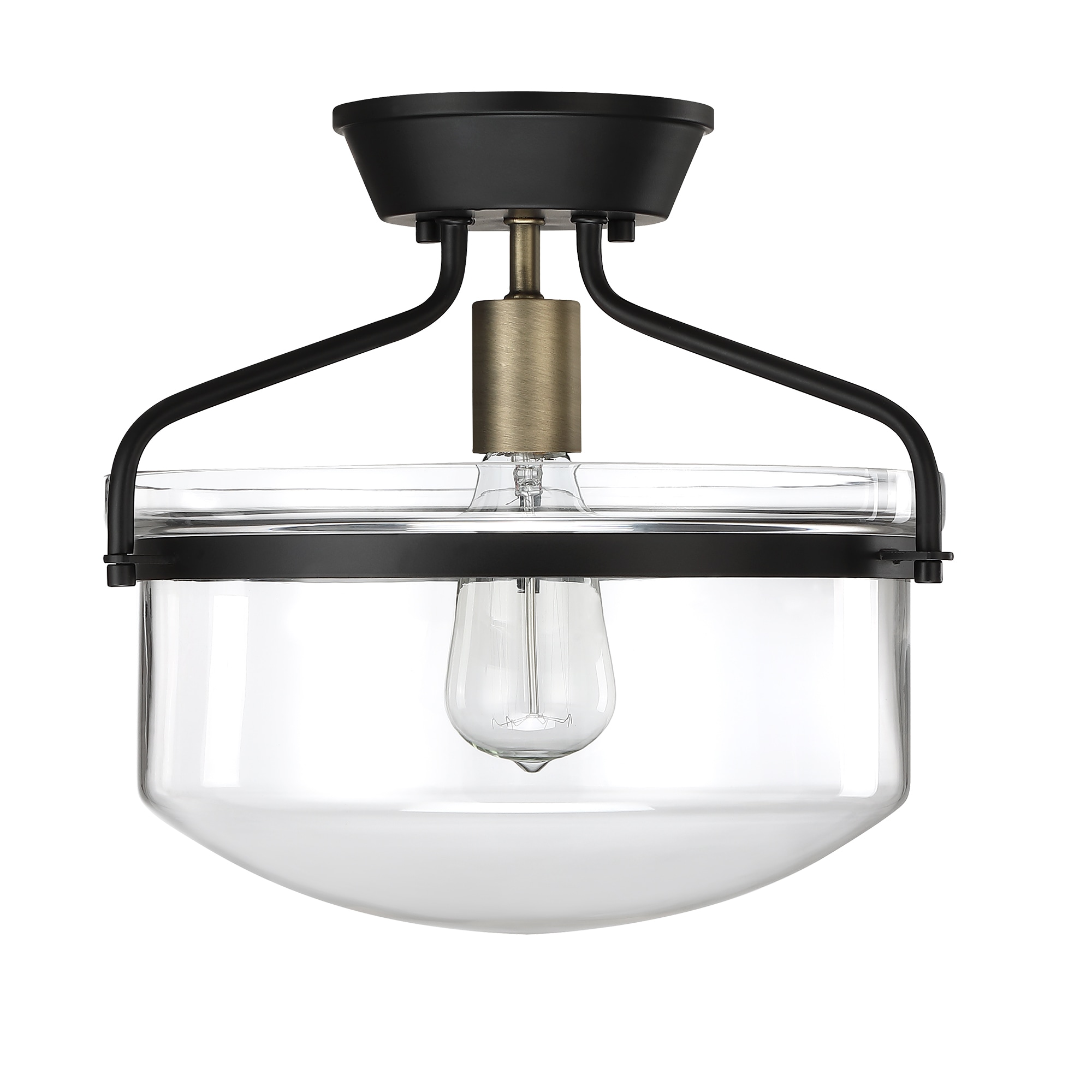 WELLFOR MLZD01GR TC Flush Mount Lighting 1 -Light 13.38-in Matte Black Flush Mount Light
