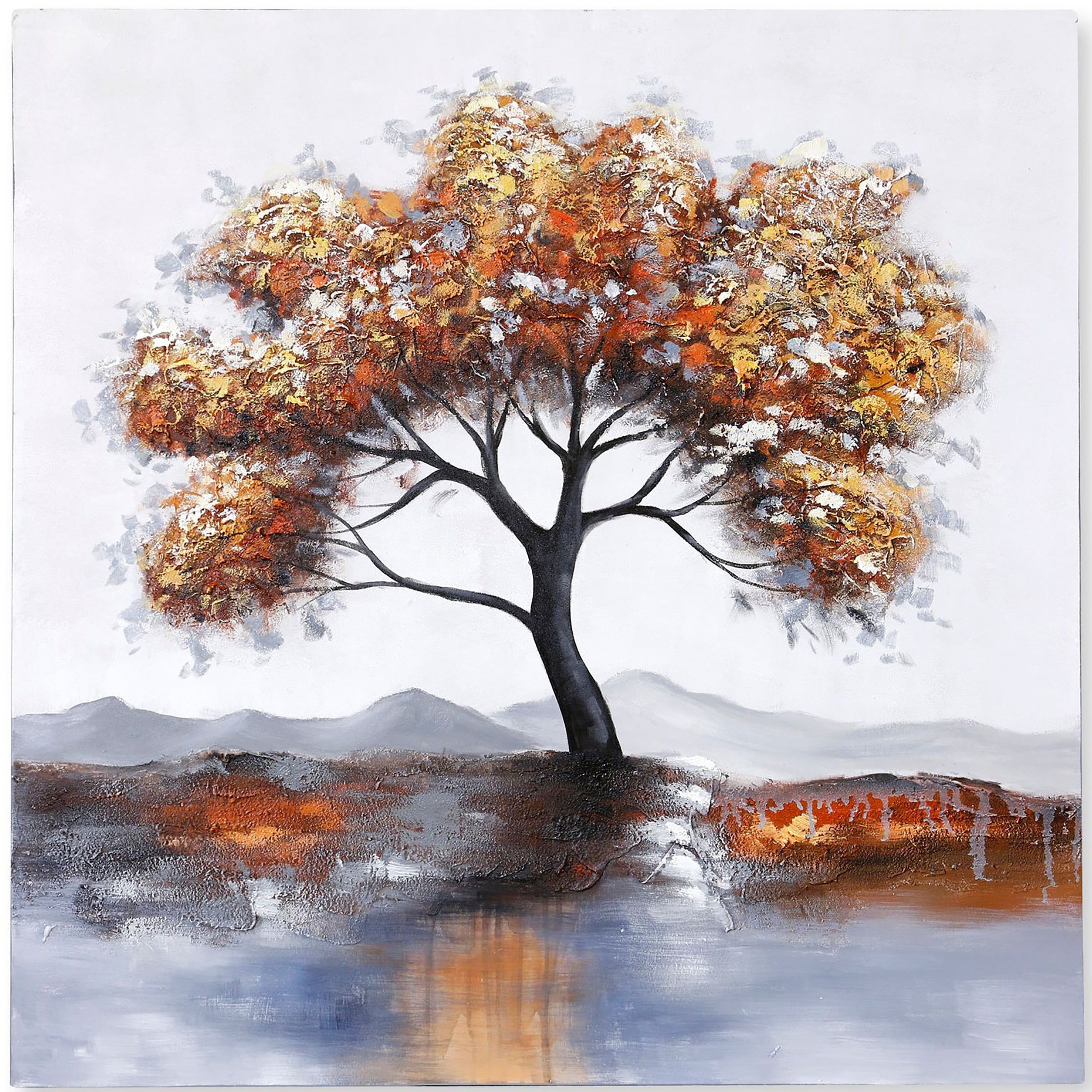 StyleCraft Home Collection WI33772DS Orange 40-in H x 2-in W Floral Print on Canvas