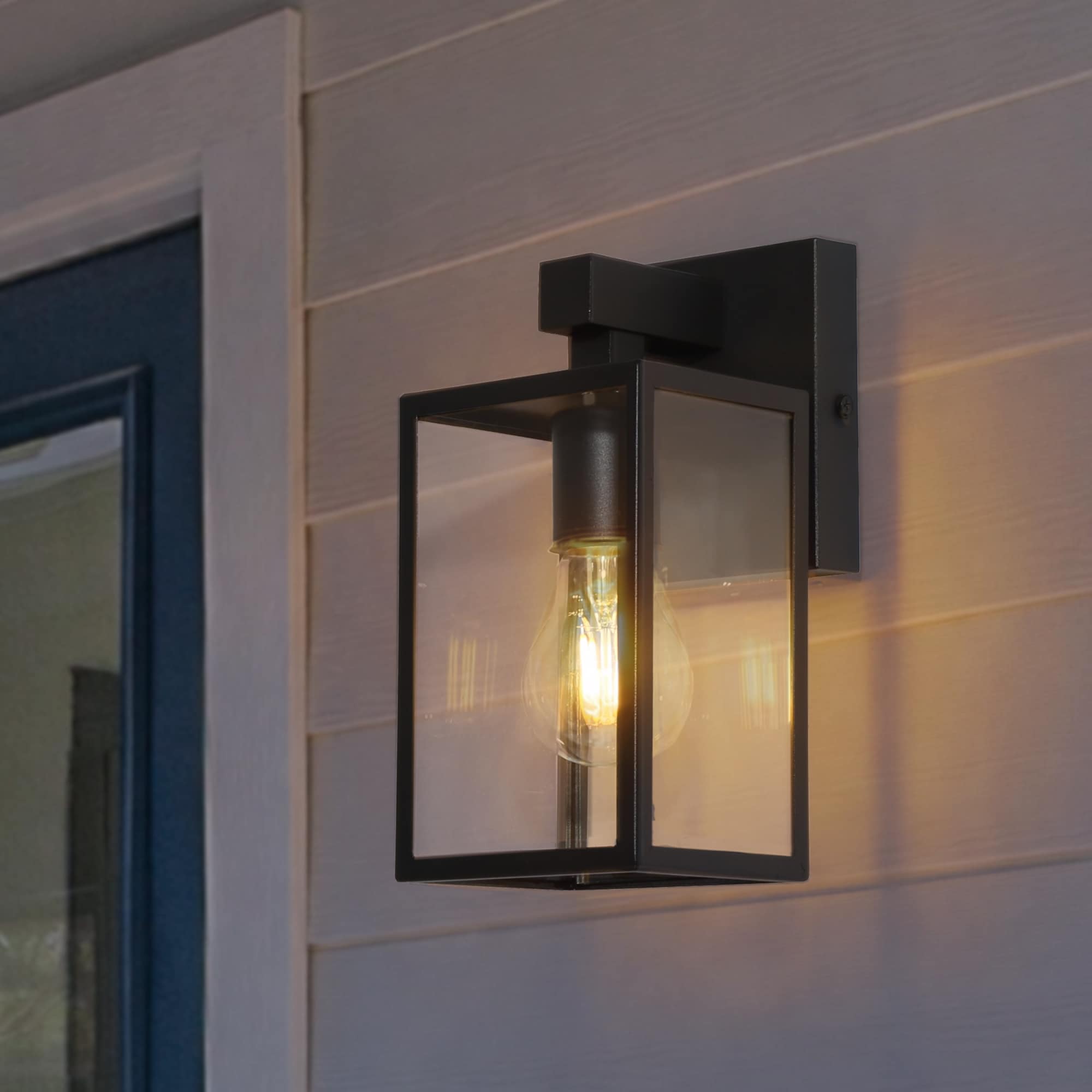 LNC Orlan 1 -Light 9.3-in H Matte Black Hardwired Outdoor Wall Light