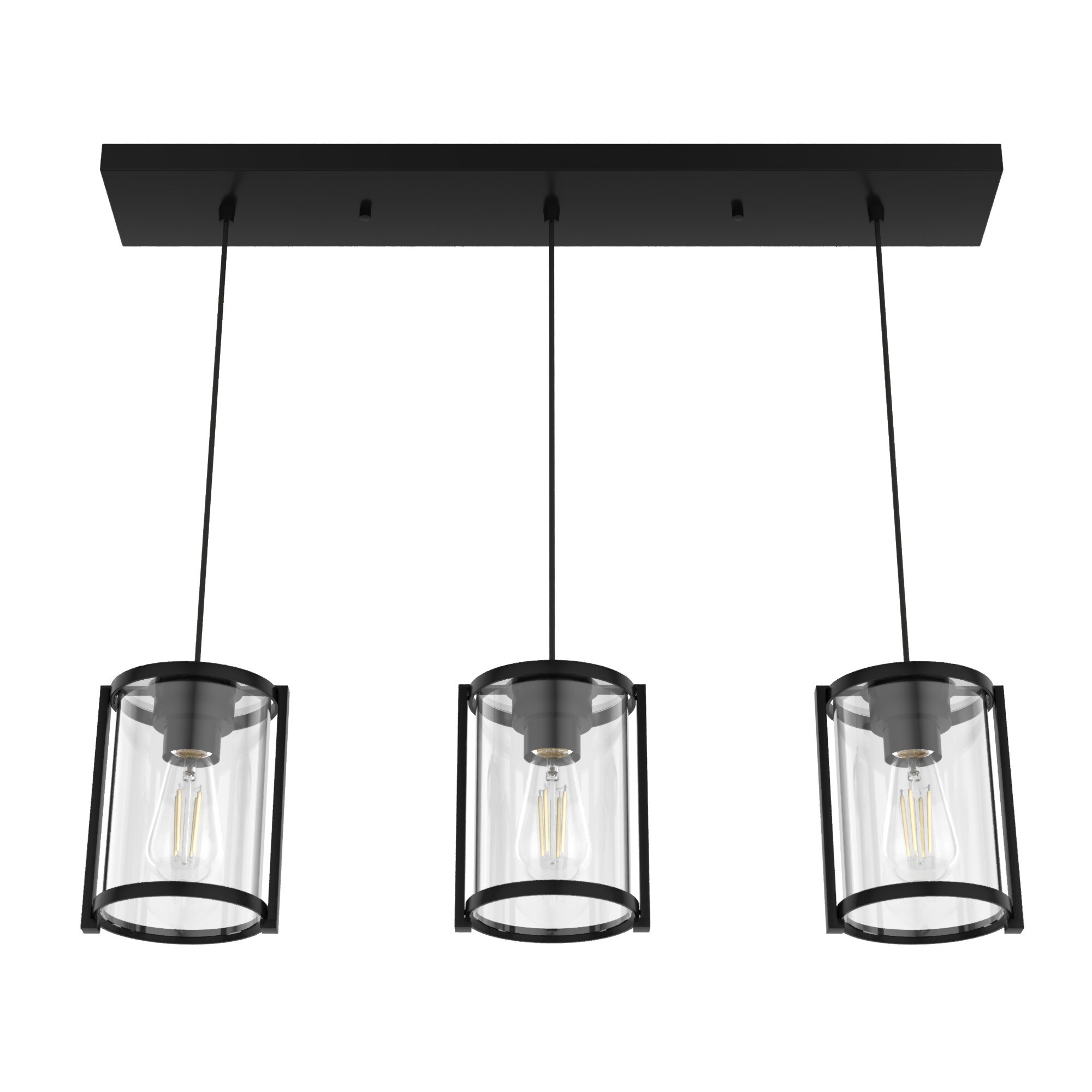 Matte Black Glass 3-Light Linear Cluster Pendant