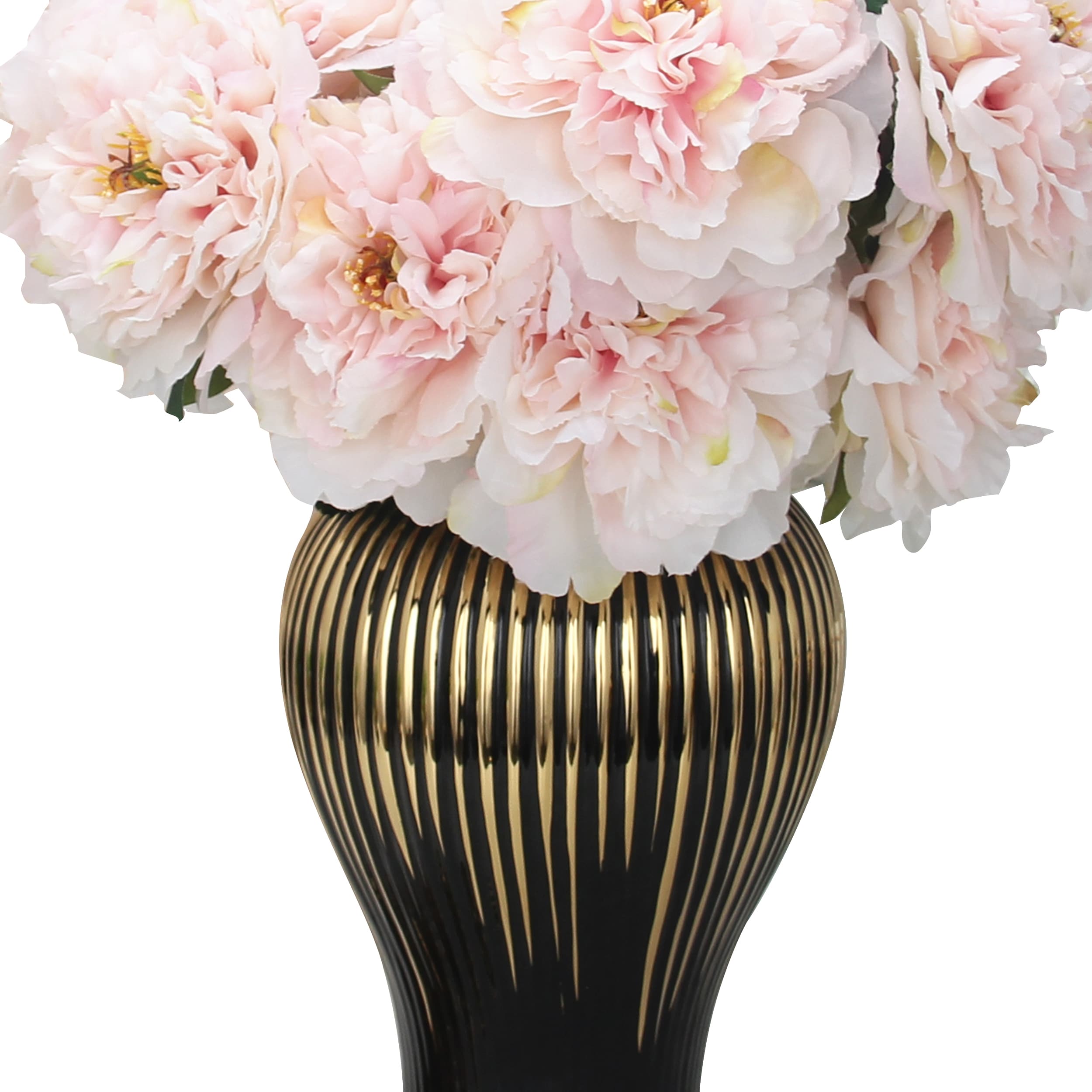 Regal Black and Gold Ceramic 16.5" Ginger Jar with Removable Lid