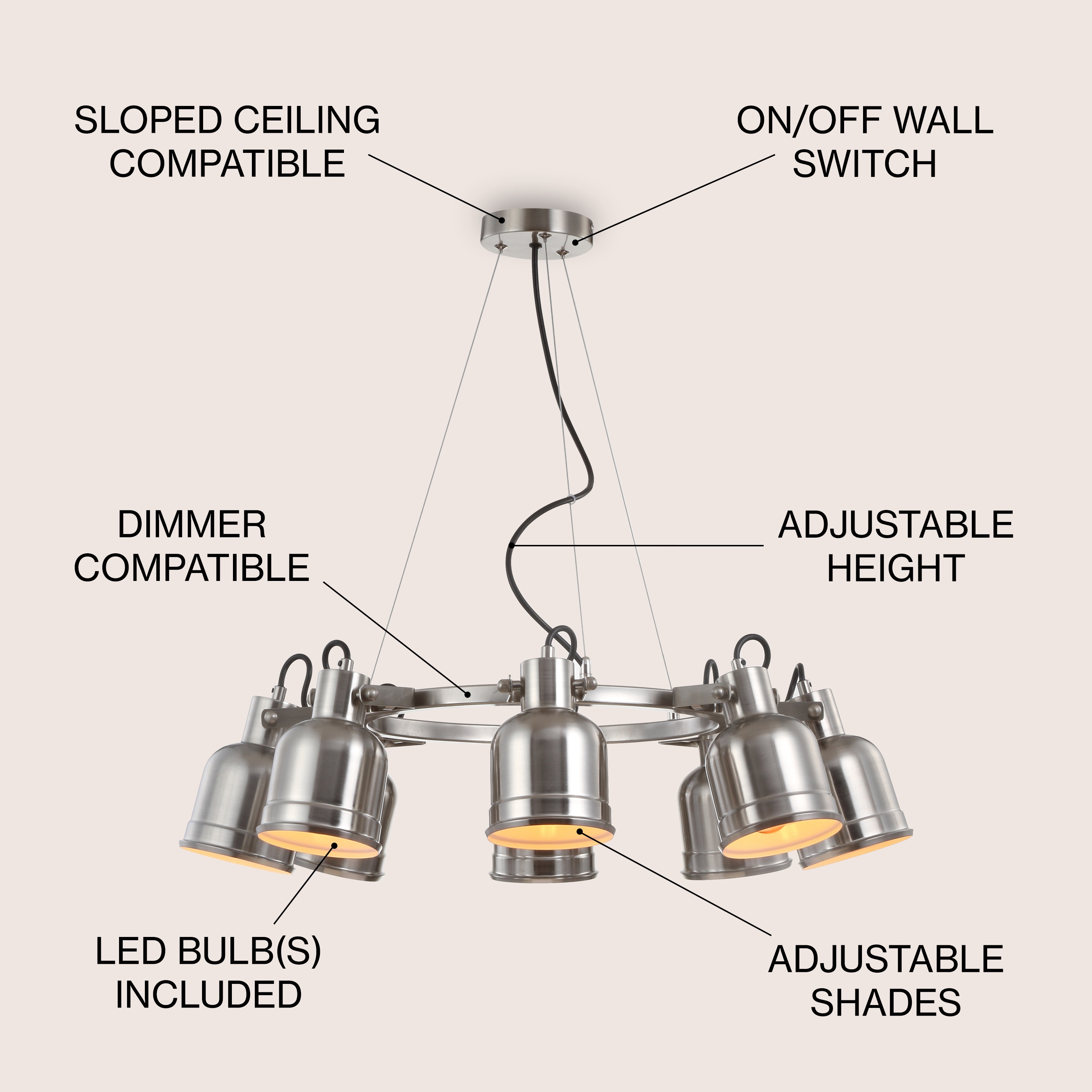 Liam 26.5" Polished Chrome Nickel Drum LED Chandelier