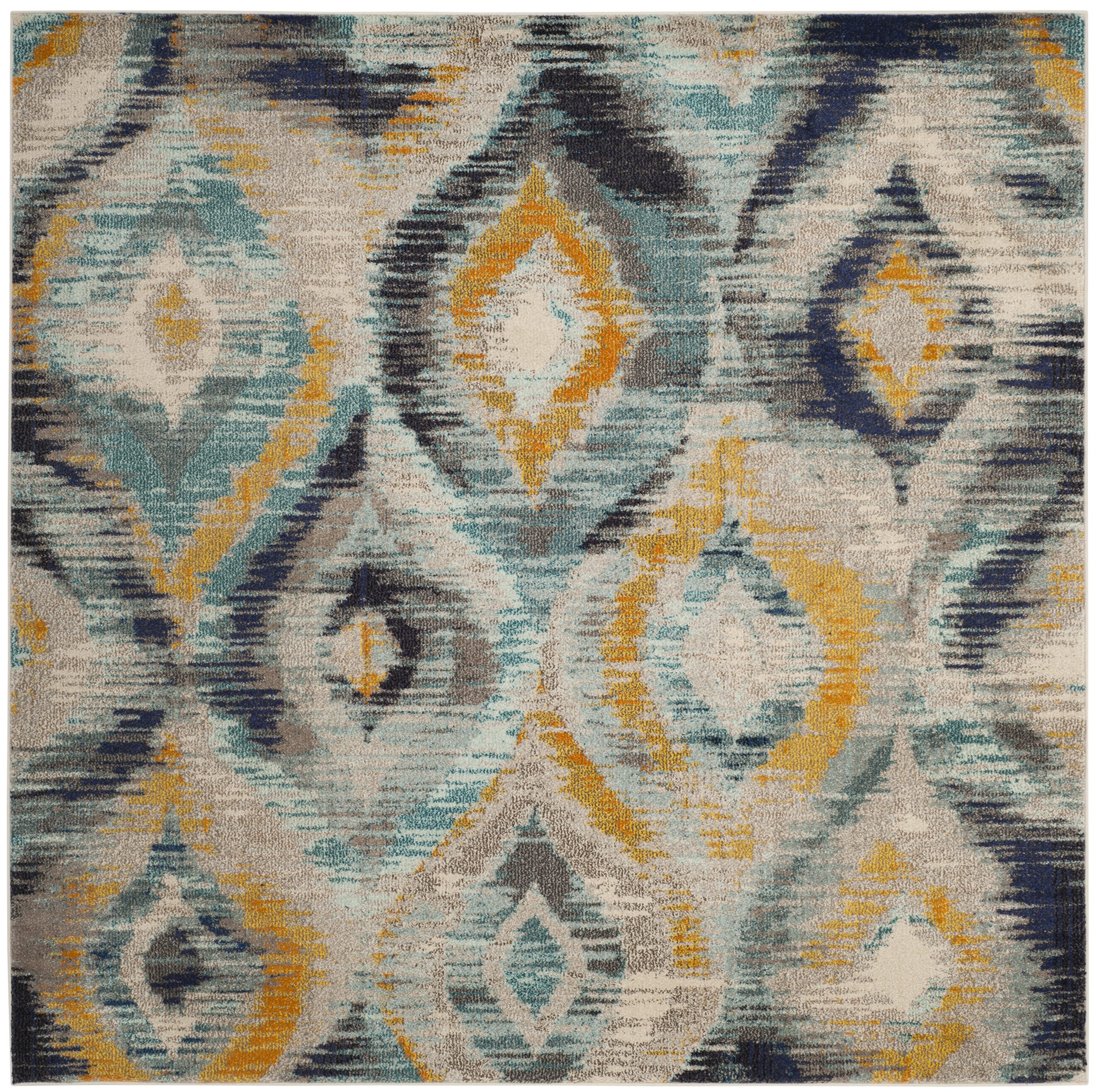 Safavieh MNC242J-7SQ Monaco Dominon 7 x 7 (ft) Loomed Polypropylene Blue/Multi Square Indoor Distressed/Overdyed Bohemian/Eclectic Area rug