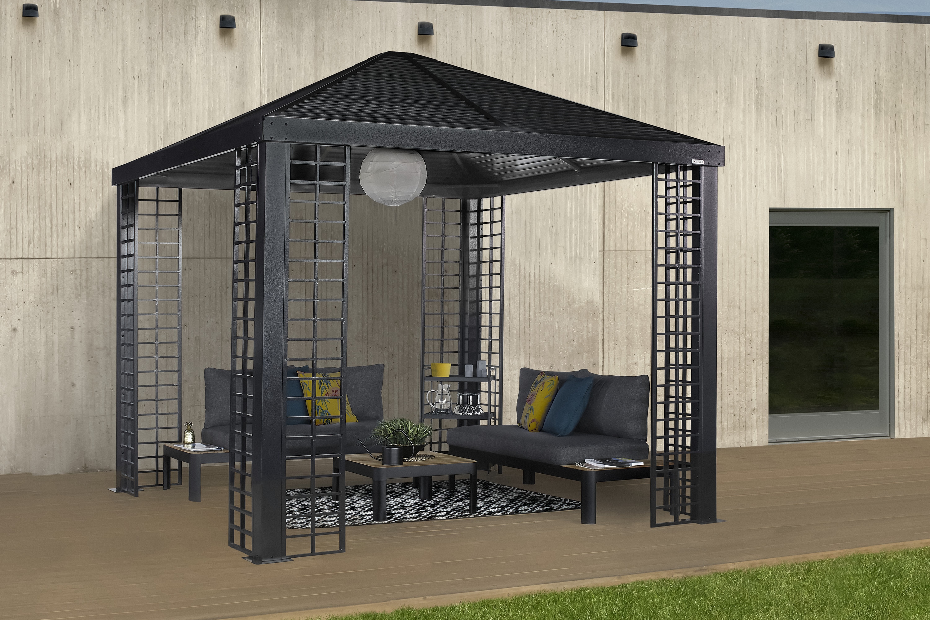 Sojag 9-ft x 9-ft Havana Square Black Metal Steel Roof Semi-permanent ...