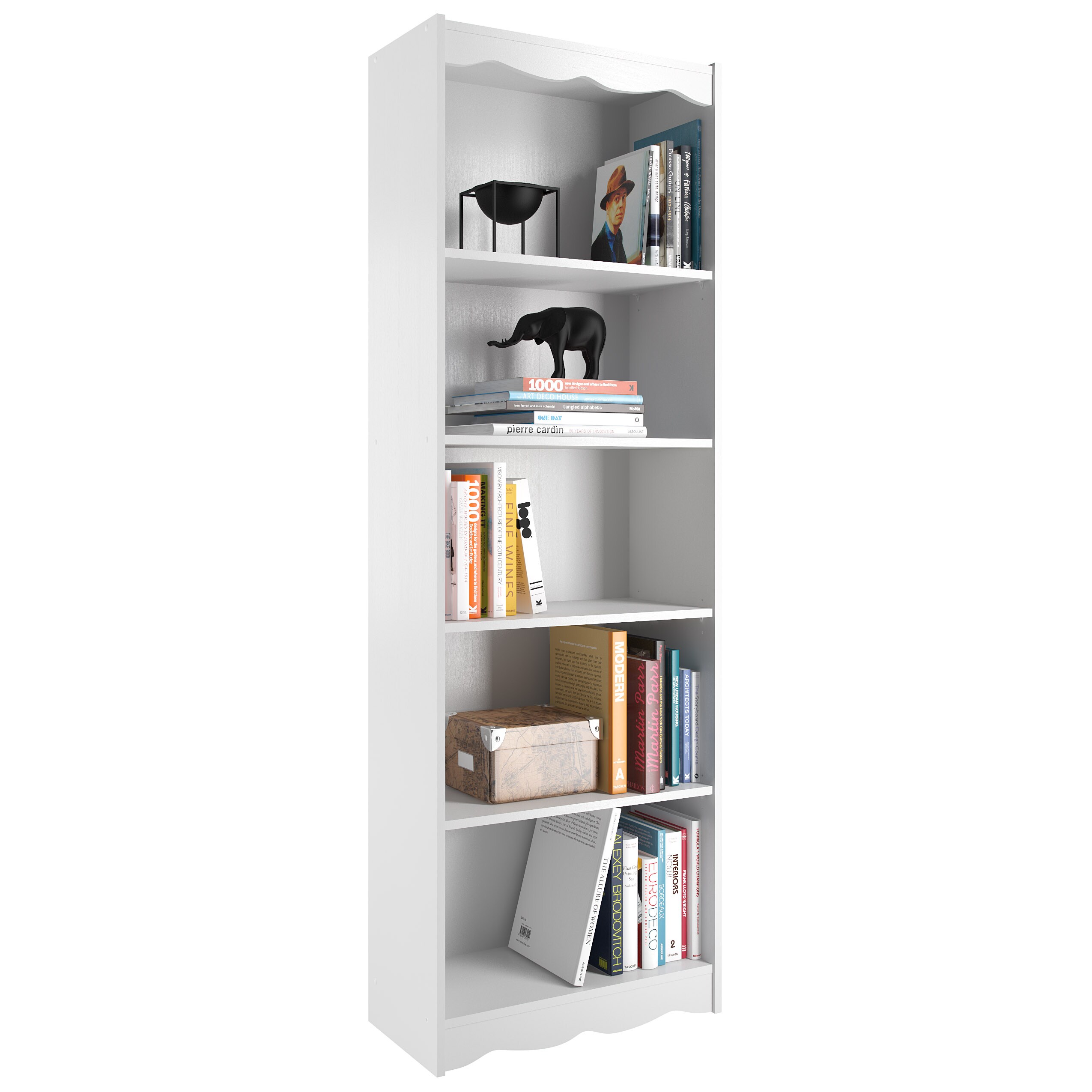 CorLiving Hawthorn Frost White 5-Shelf Bookcase (24-in W x 72-in H x 12 ...