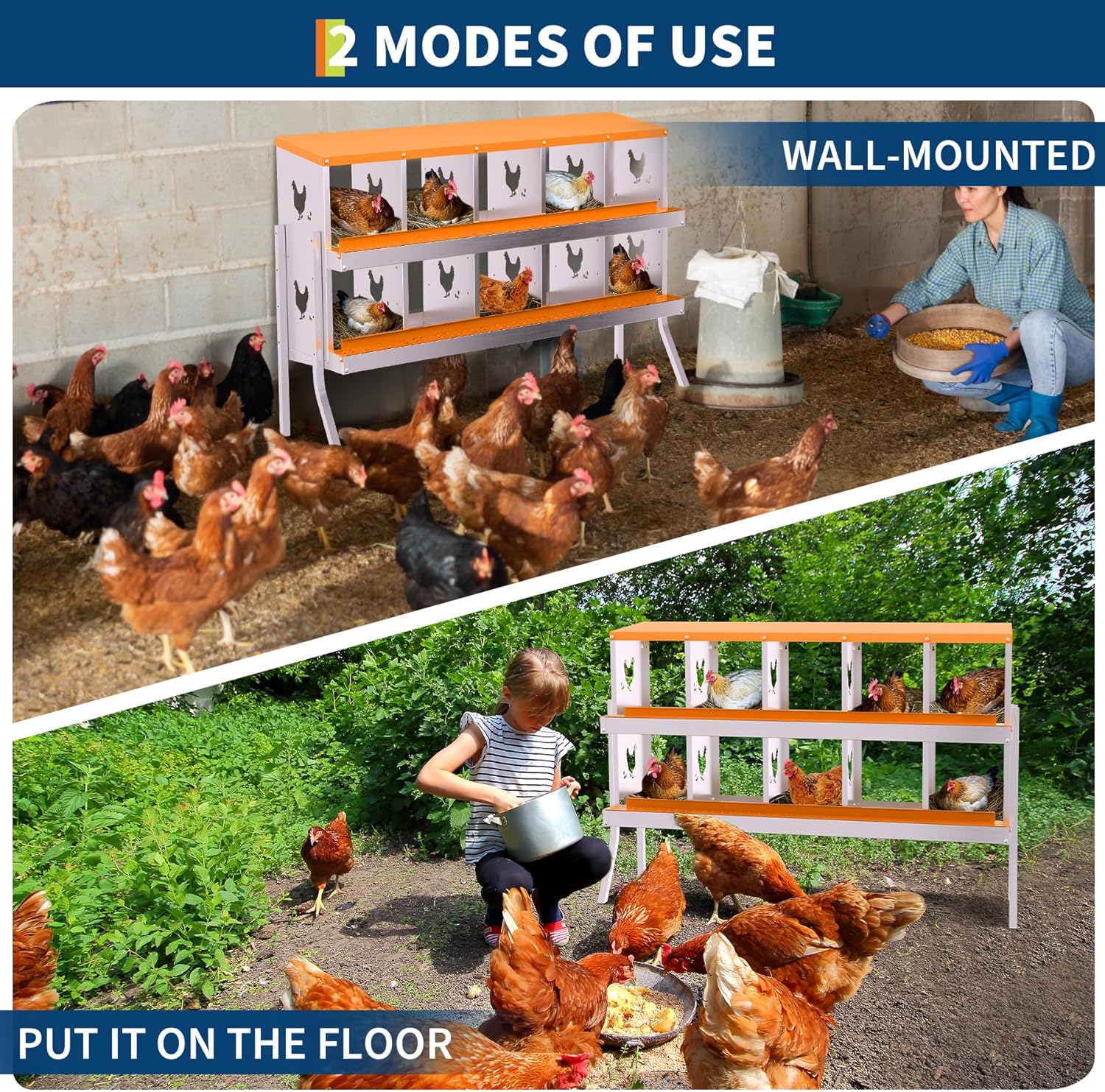 IdealHouse Chicken Nesting Box 10 Compartment Galvanized Steel Chicken ...