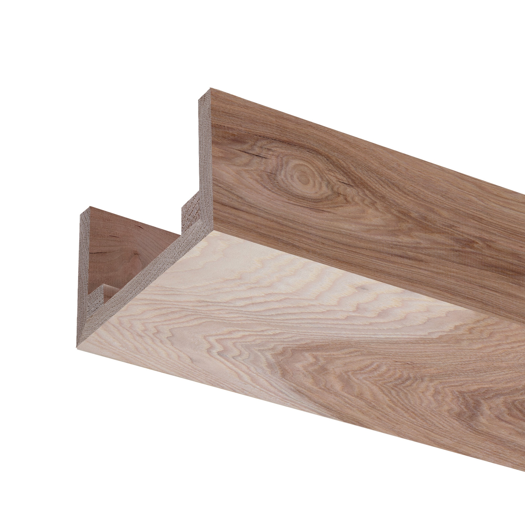 Ornamental Mouldings BEAMNAT02-92HIC5X3 3-in x 5-1/2-in x 7-2/3-ft Natural Hickory Unfinished Wood U-Shaped Decorative Beam
