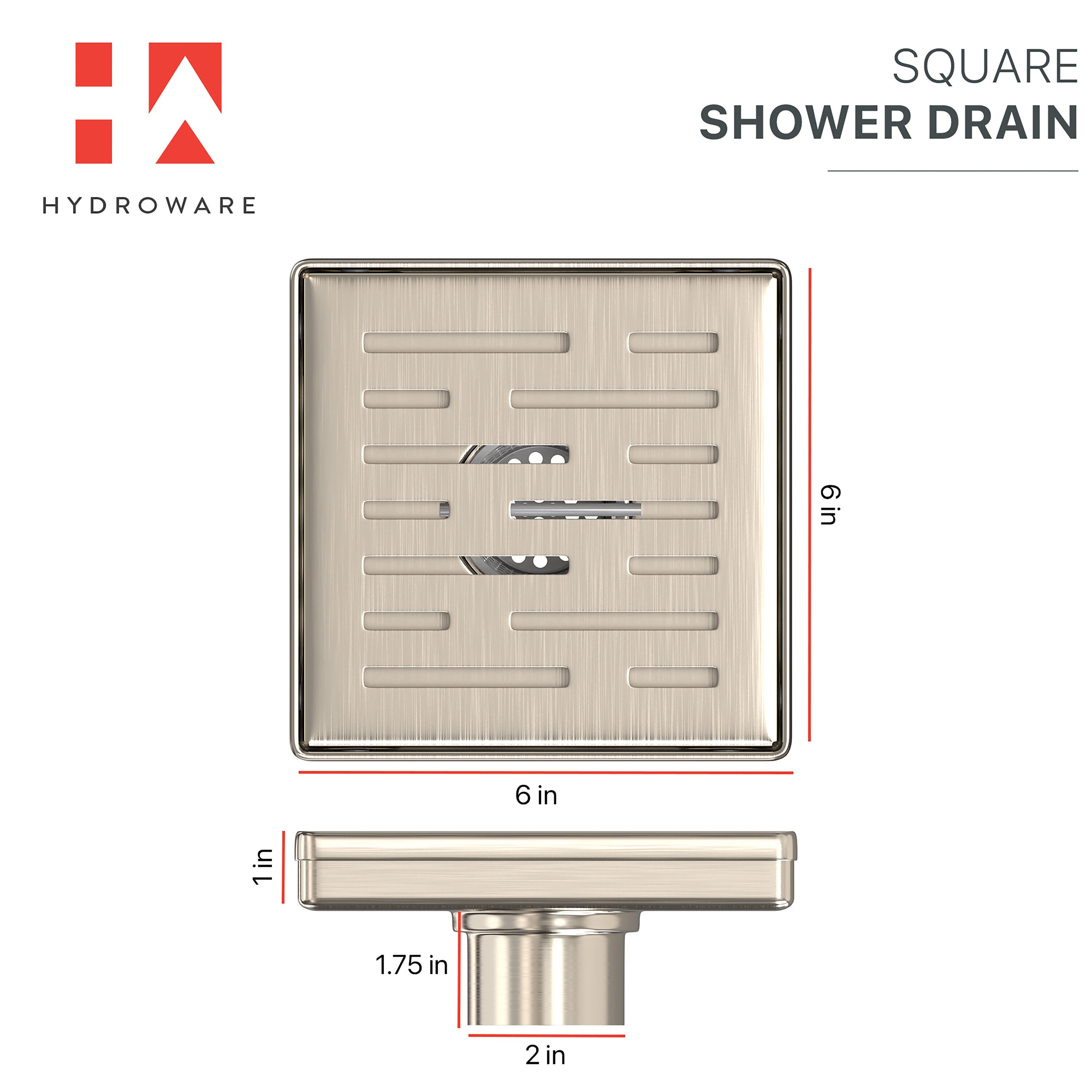 RELN 8 in. x 8 in. Stainless Steel Square Shower Drain with Wave