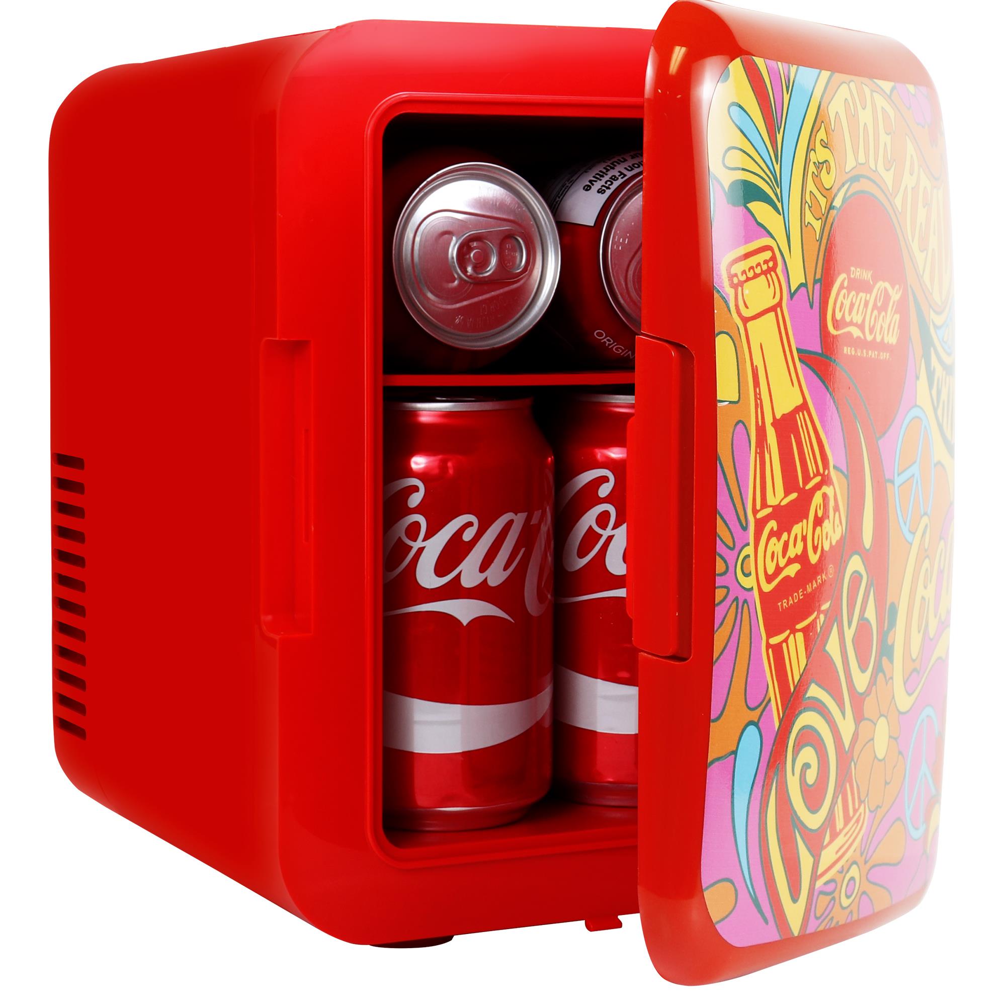 Coca-Cola Peace 1971 Series Mini Fridge 6 Can Cooler-warmer, One Size , Red