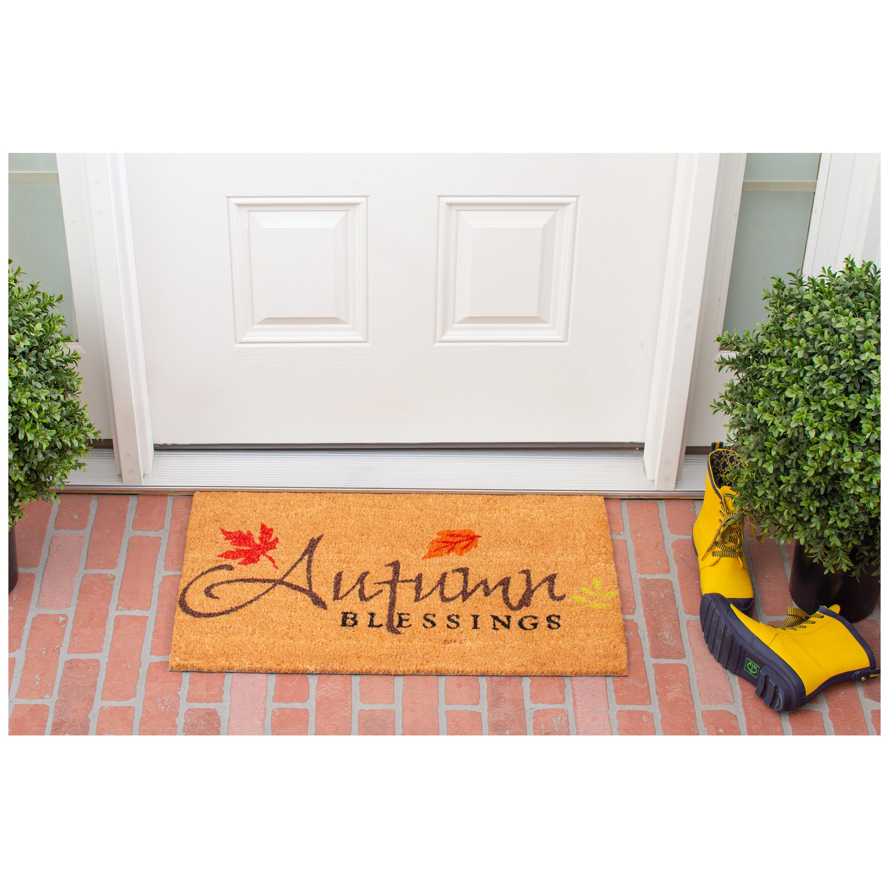 Autmor Christmas Welcome Winter Mat for Front Door Farmhouse Rustic  Decorative Entryway Outdoor Floor Doormat Durable Burlap Outdoor Rug 