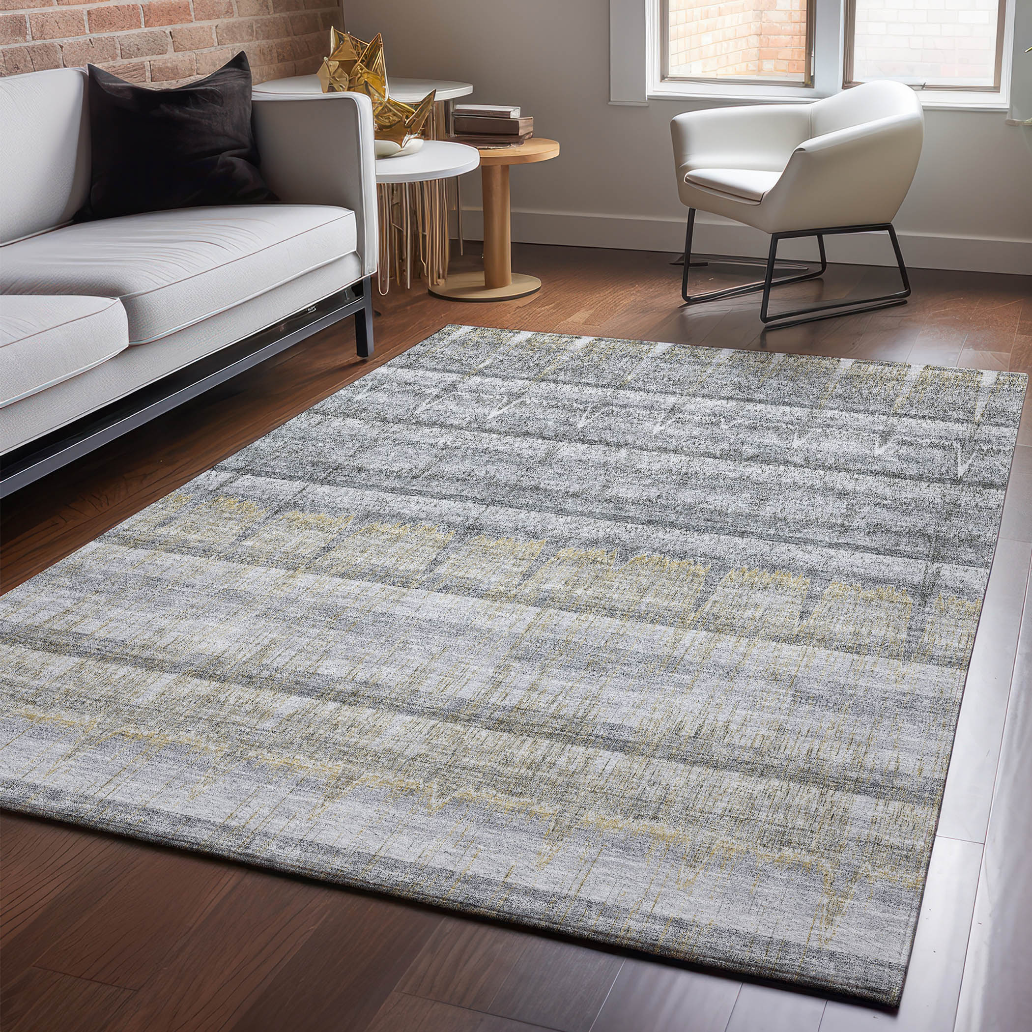 Addison Rugs AMF629GY30X46 Mayfield AMF629GY 2 x 3 (ft) Loomed Polyester Gray Rectangular Indoor Geometric Machine washable Area rug