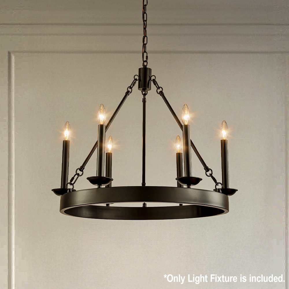 AloaDecor Lighting L7207D60MB10A 6 -Light Matte Black Farmhouse For Use in Bedrooms, Dining Rooms, Foyers, Kitchens, Living Rooms Chandelier