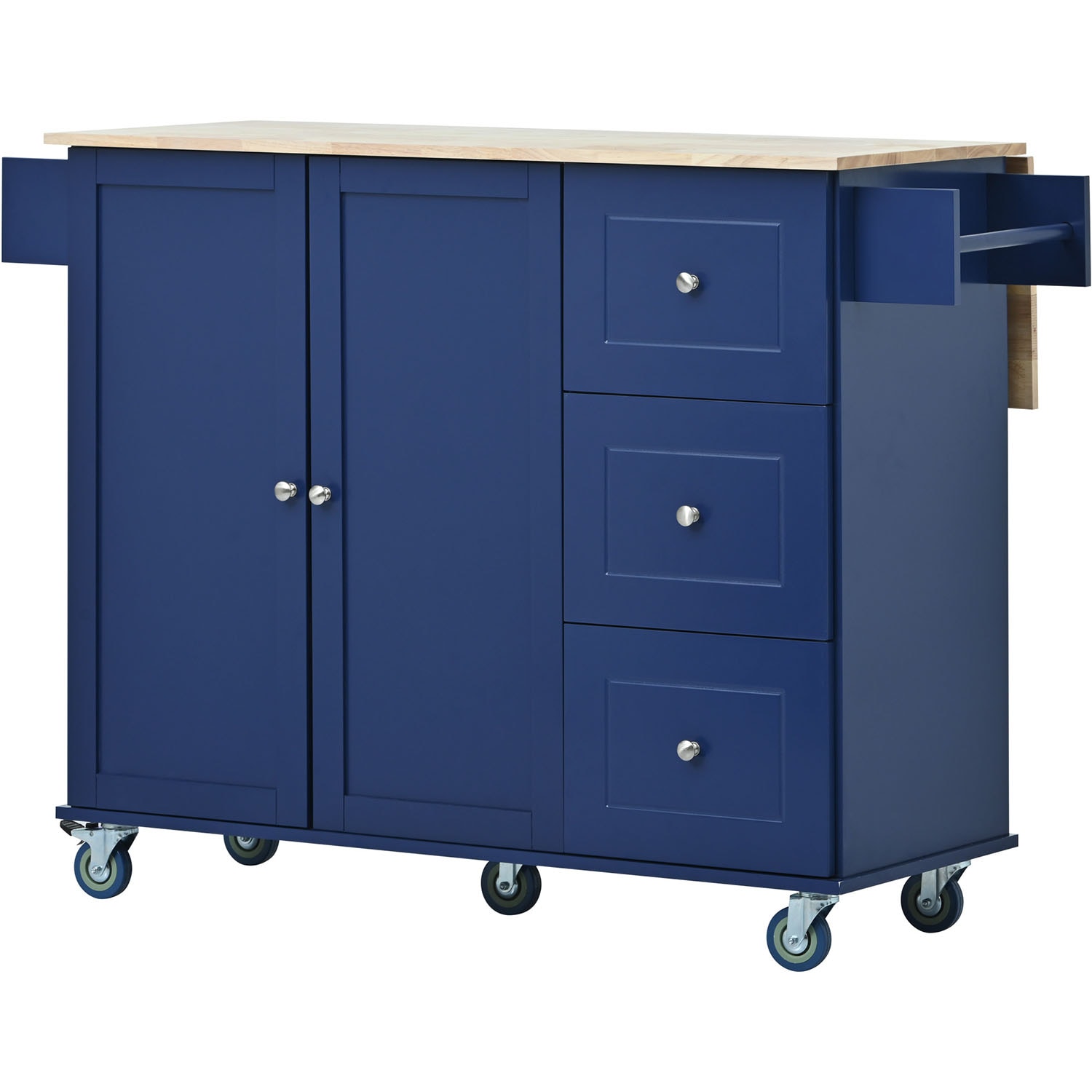 Miki Shinly White Mdf Base with Mdf Top Rolling Kitchen Island (29.5-in x 52.76-in x 36.81-in)