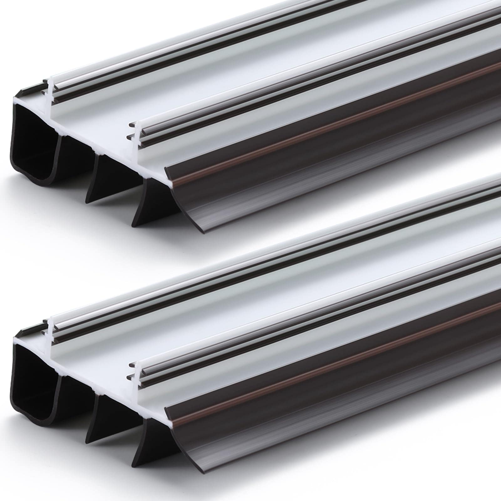 Phyfalip 2 Pack 36 in Replacement Door Sweep Double Bubble Kerf Door Bottom with Vinyl Fins Weather Stripping Door Seal for Exterior Doors #LPF0821P322