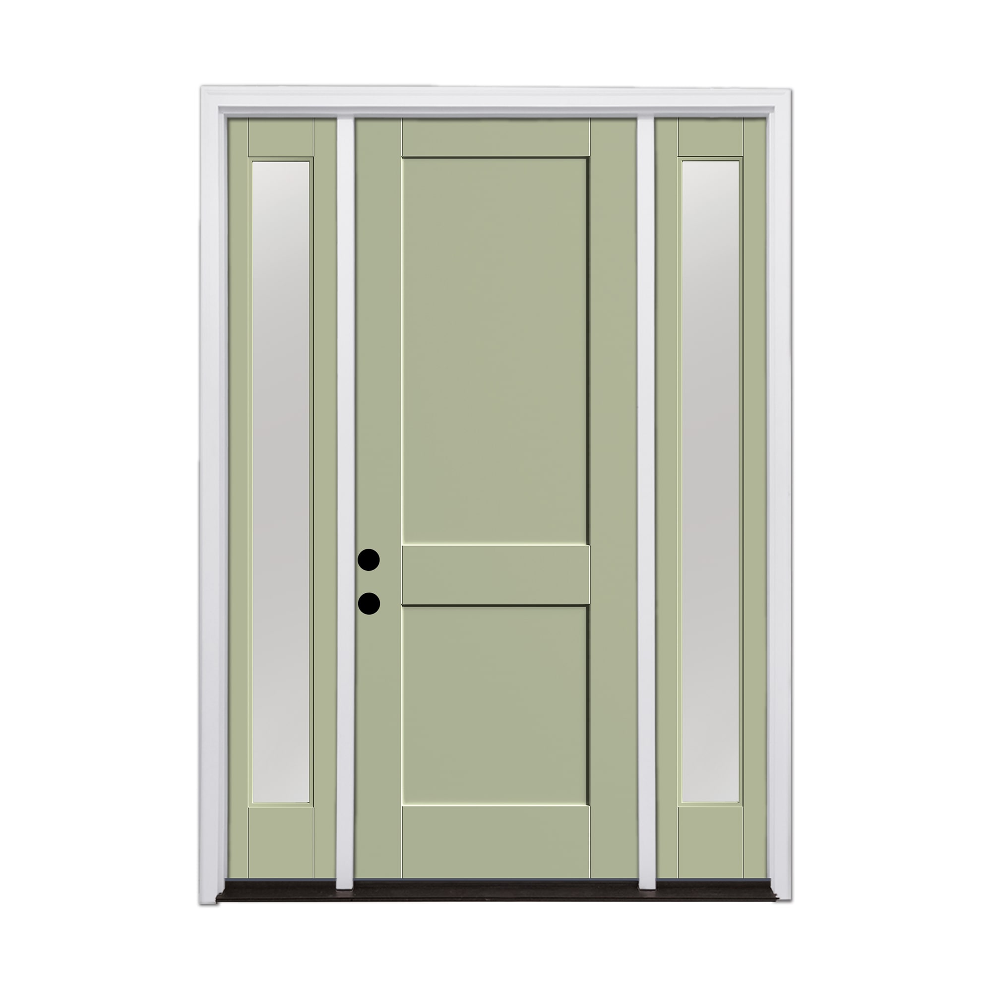 Therma-Tru 64-in x 96-in Fiberglass Painted Prehung Front Door with Sidelights and Brickmould Insulating Core