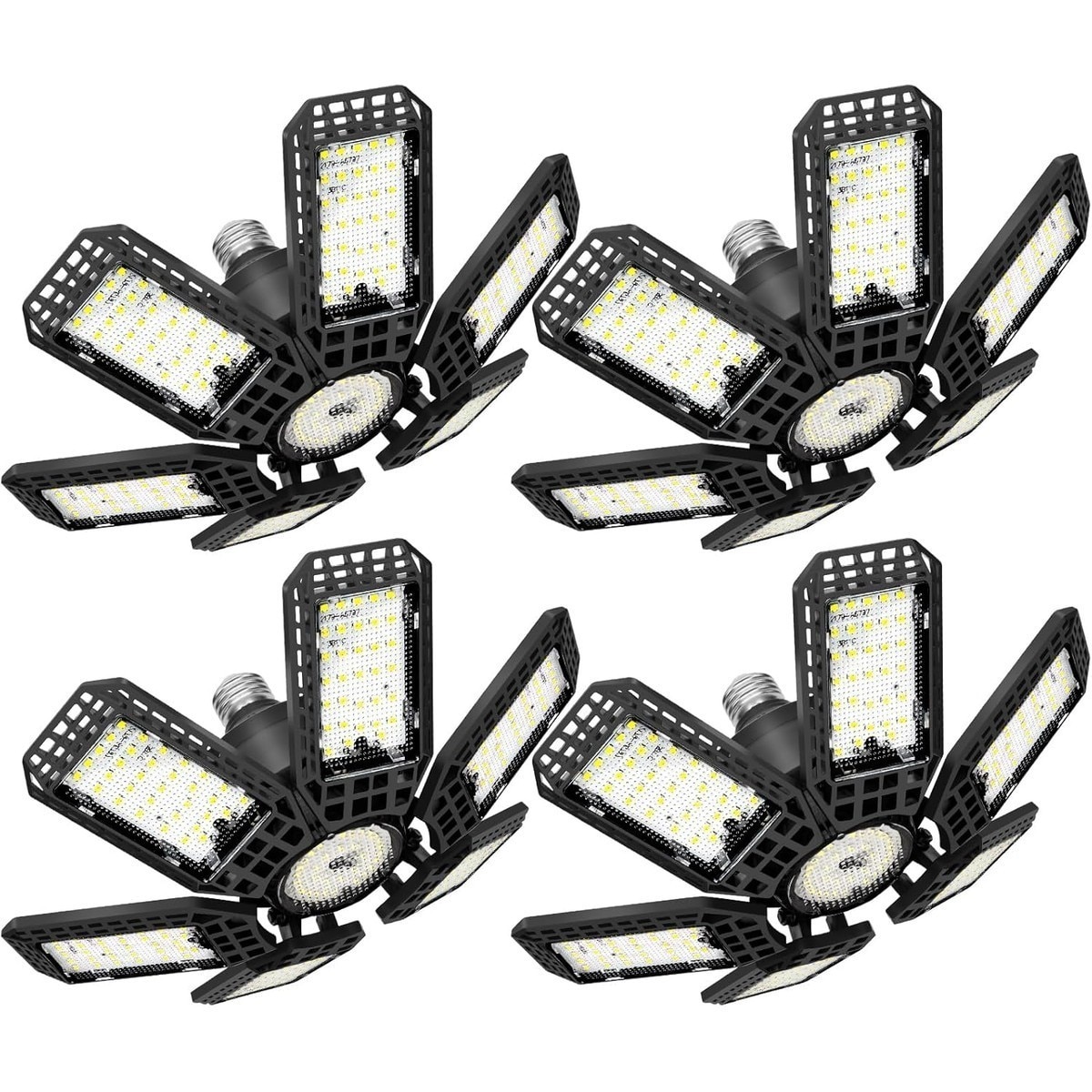 Pacrigo  Black 28000LM 6500K LED Shop Light with 6+1 Deformable Panels for Garage Workshop Basement Attic