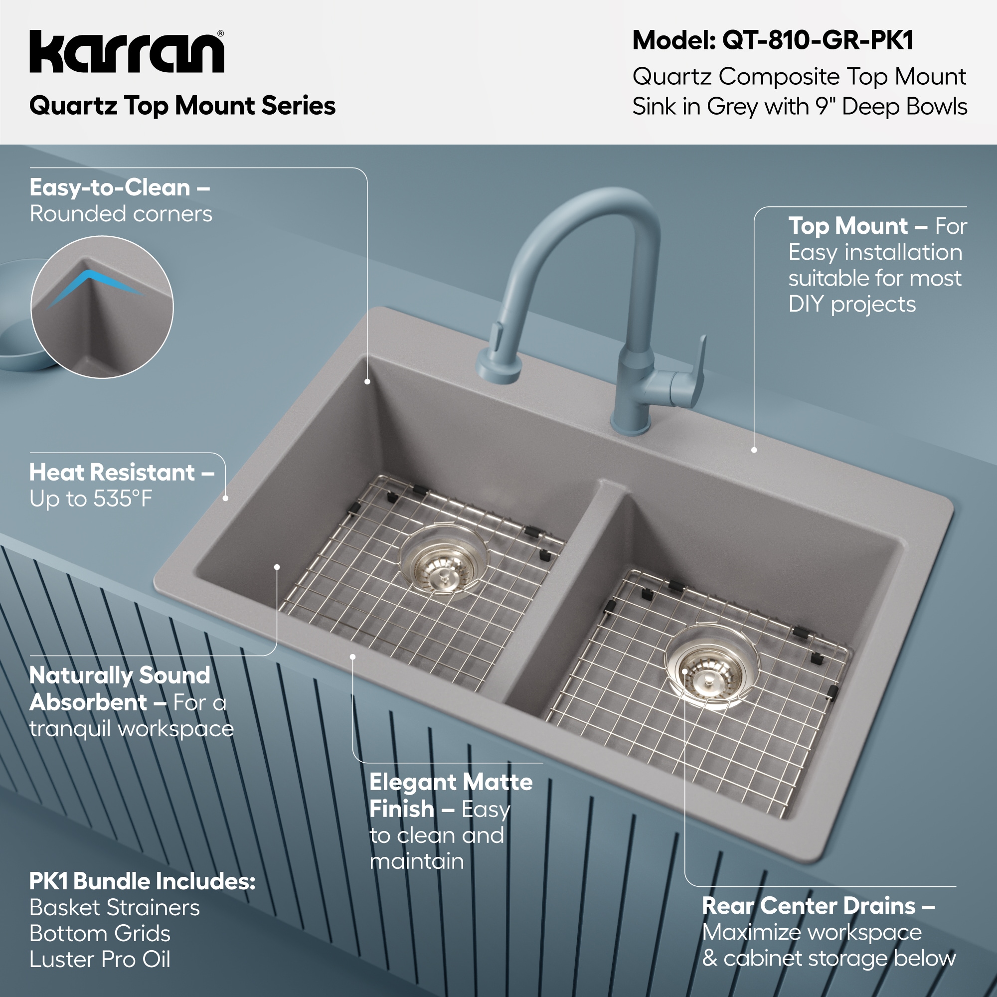 Karran QT-810-GR-PK1 Kitchen-Sinks - View #5