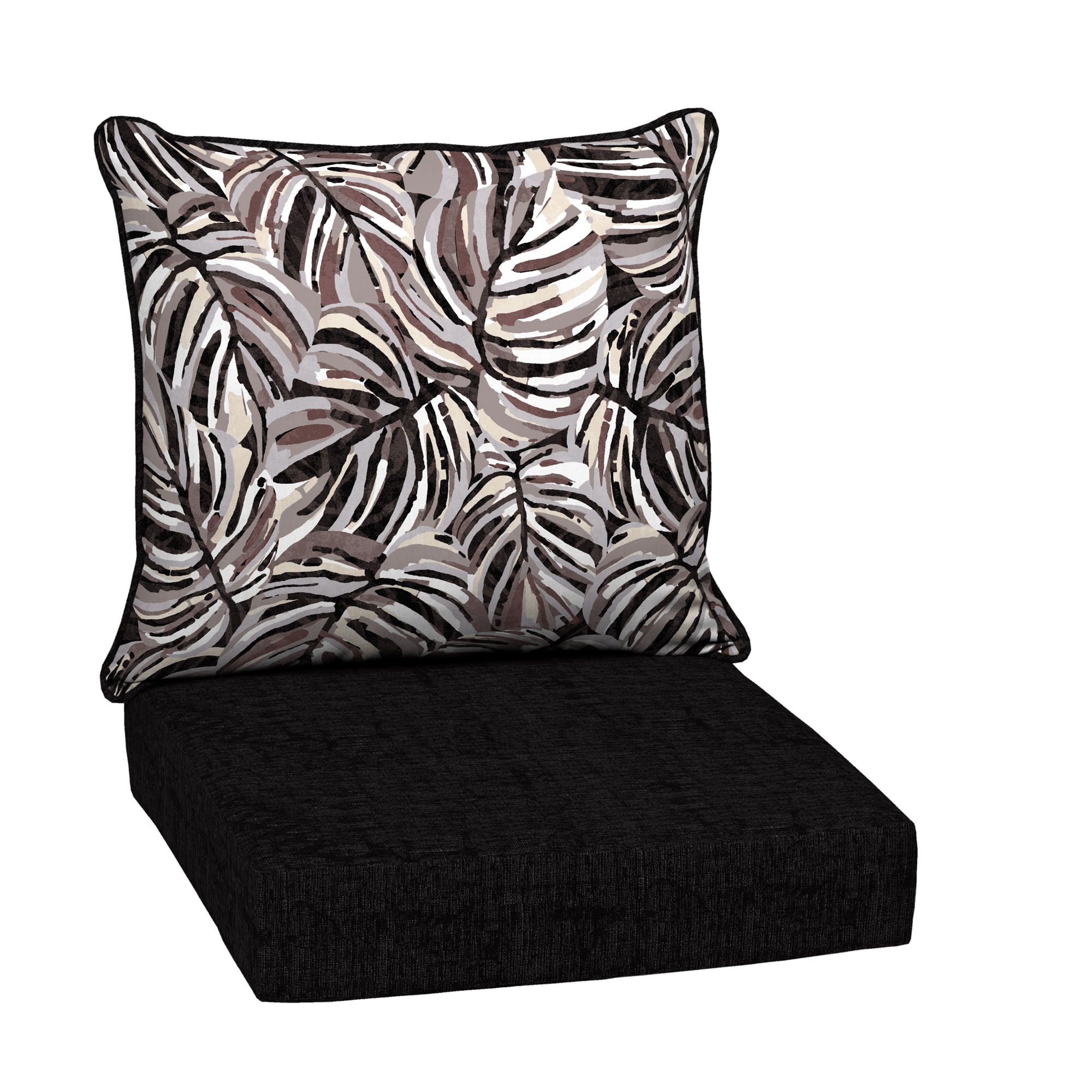 Style Selections 24 in x 24 in 2 Piece Black Tropical Deep Seat Patio Chair Cushion in the Patio Furniture Cushions department at Lowes