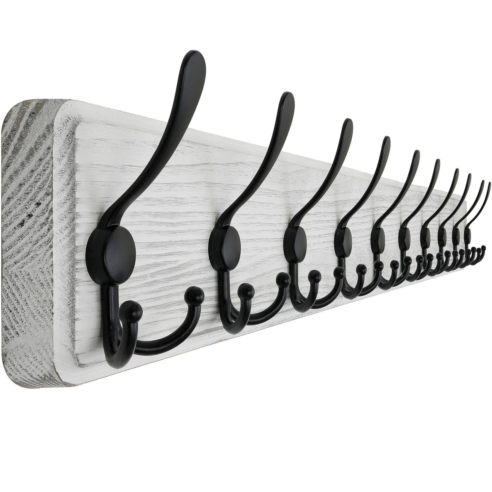Ahfiwaso -  Wall Mounted Coat Rack Wooden Rustic 38.3 Long with 10 Triple Hooks Heavy Duty for Ha...