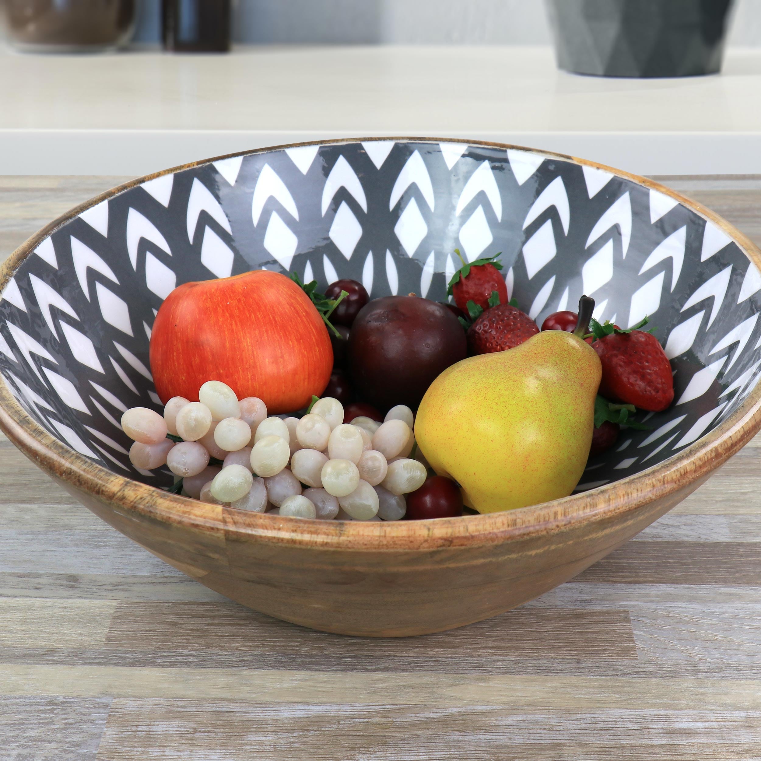 Natural Mango Wood Fruit Bowl Hand Carved Polished Wooden Bowl