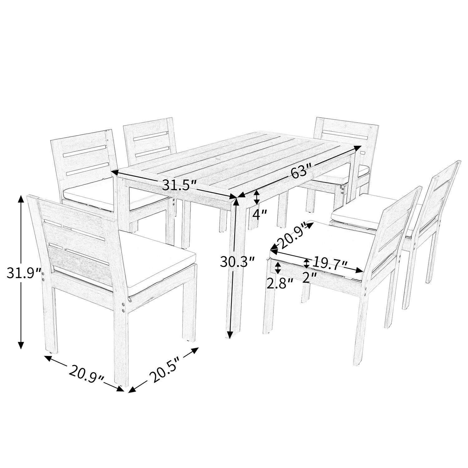 SINOFURN SYA020374BG Patio-Dining-Sets - View #5