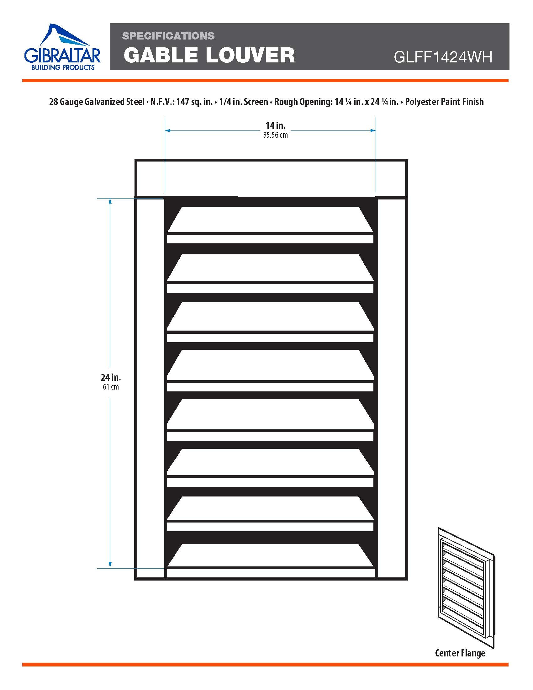 Gibraltar Building Products GLFF1424WH Gable-Vents - View #3