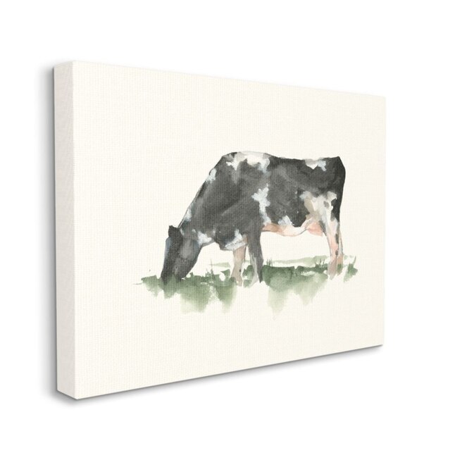 Stupell Industries Grazing Cow In Field Farm Animal Watercolor Ethan ...
