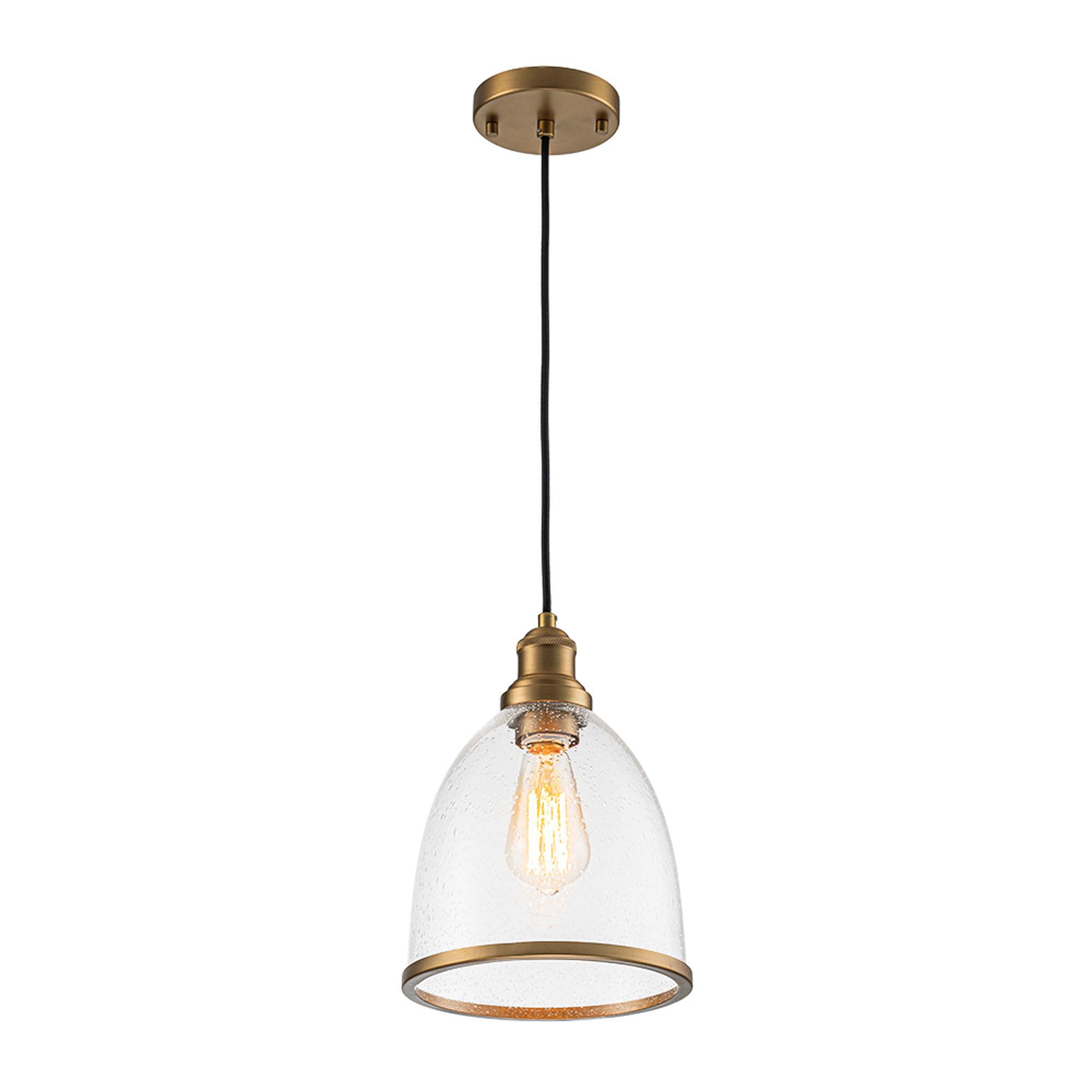 Zicbol PD1001661 Sol 1 -Light Brass Transitional Seeded glass Bell Small Hanging Pendant light