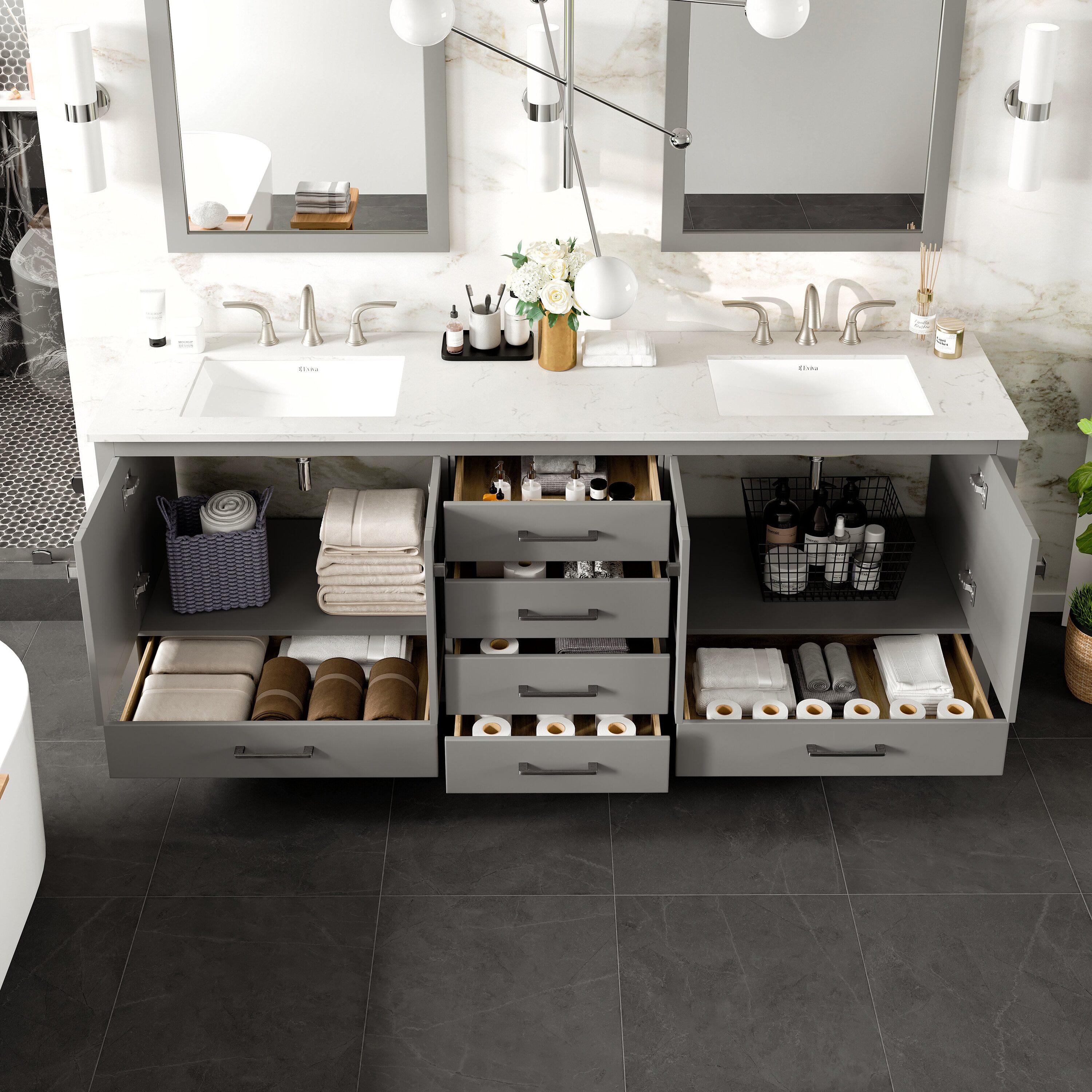 Eviva EVVN412-84GR Bath-Vanity-Combo - View #4