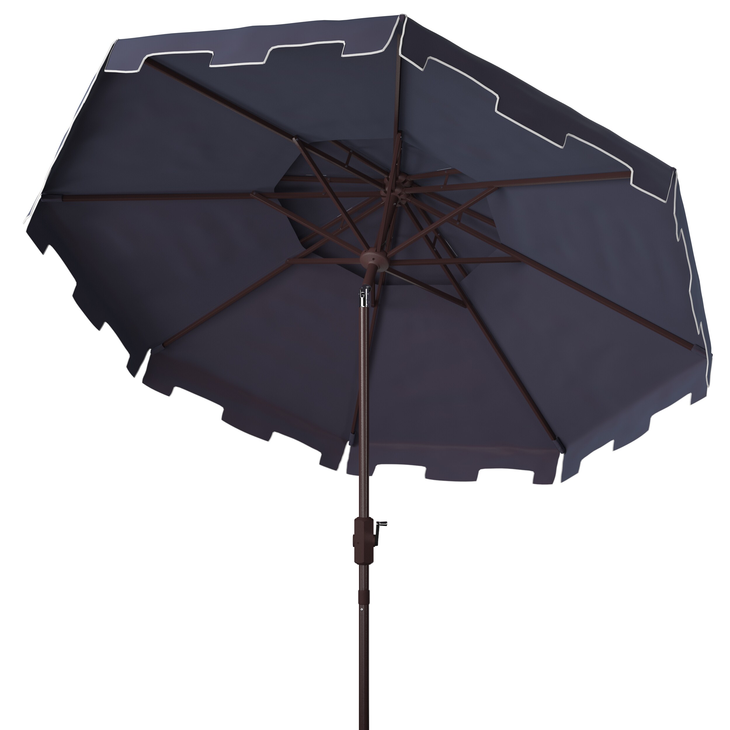 Zimmerman 9-Foot Navy and White Aluminum Double Top Market Umbrella
