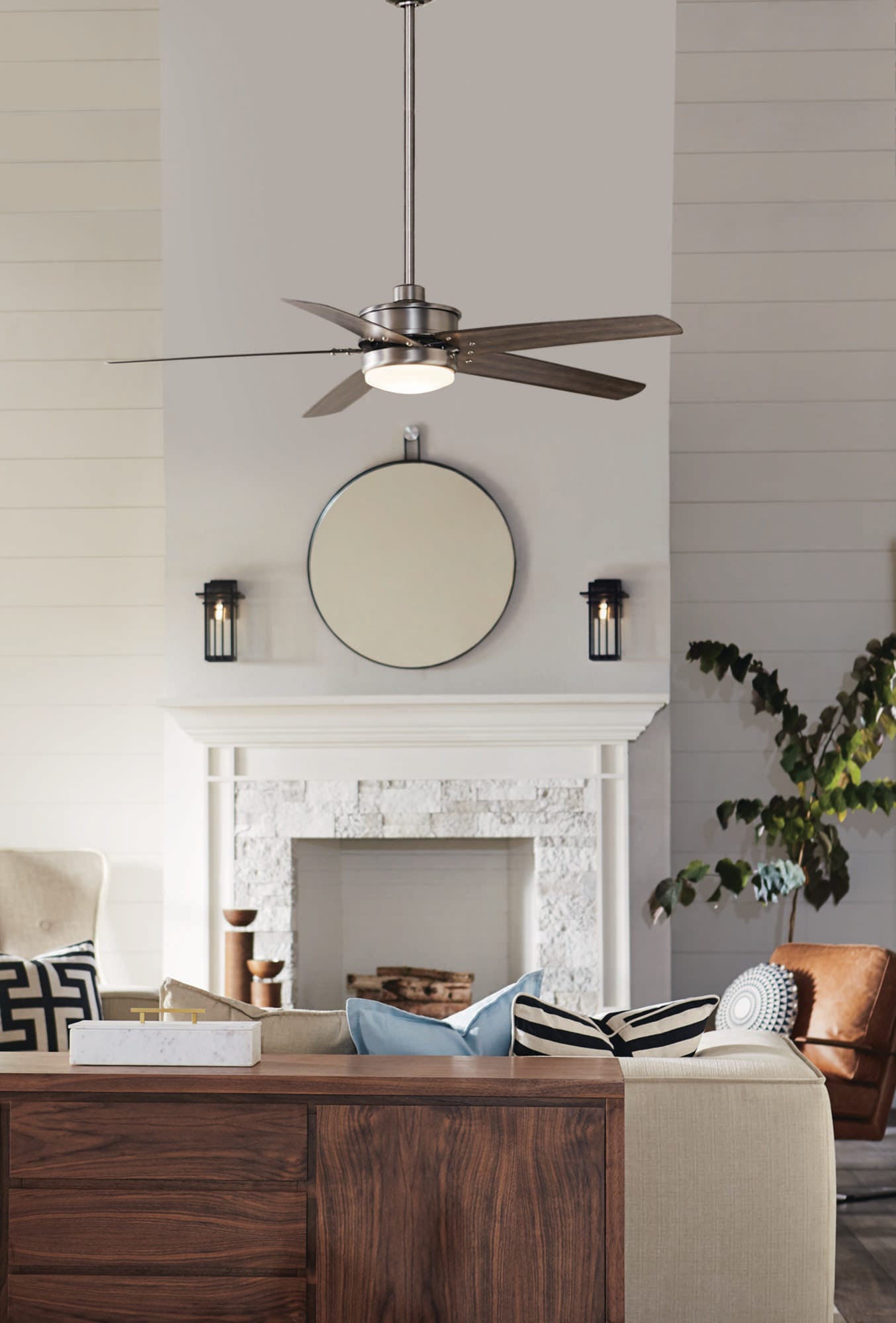 Whirl 60" Antique Nickel Ceiling Fan with LED Light and Remote
