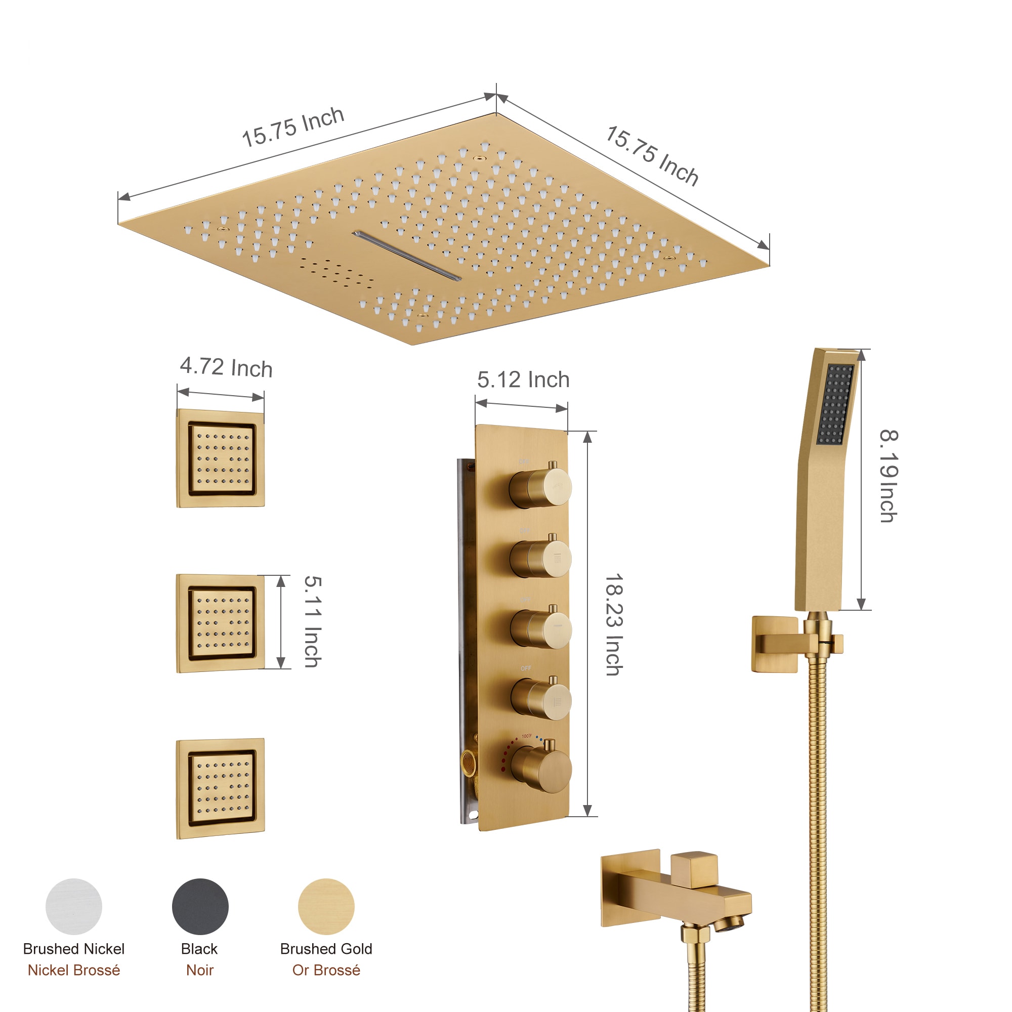 Clihome RCH-BAST8516B Showerhead-Bar-Panels - View #3