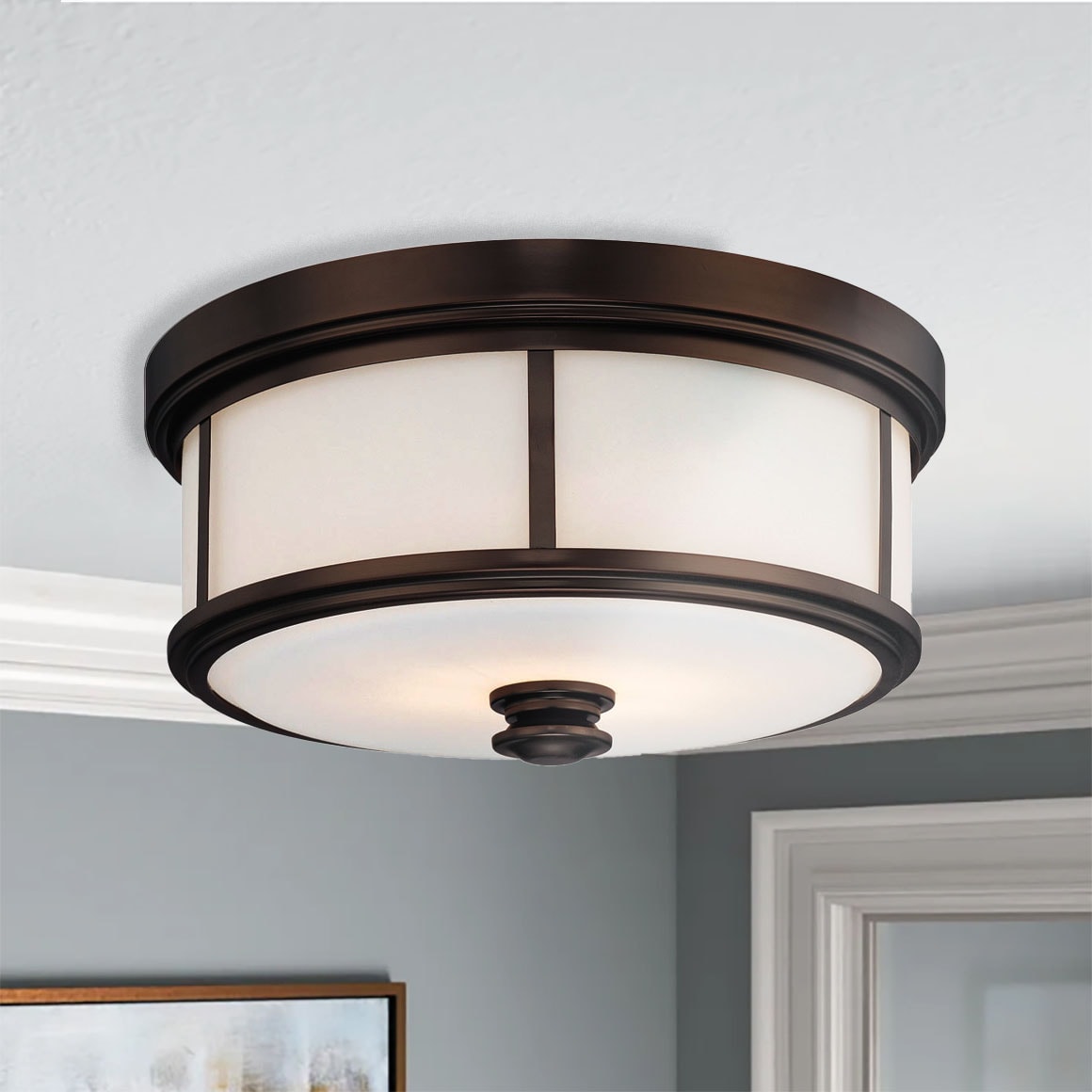 Minka Lavery 4365-281 Harbour Point 2 -Light 13.5-in Matte Bronze Flush Mount Light